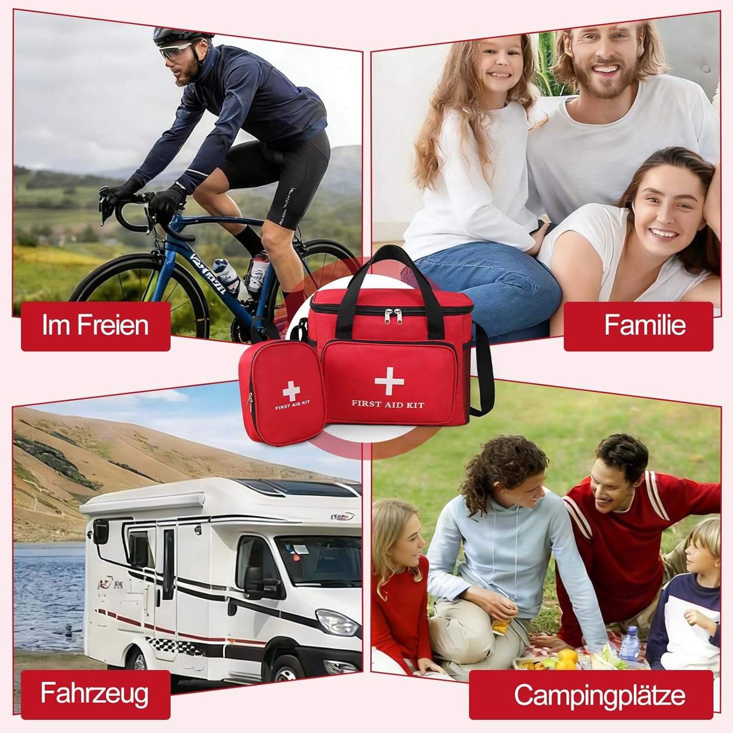 XXL-Erste-Hilfe-Tasche für Reisen – 30 x 20 x 23 cm große Medikamententasche und 17 x 13 x 5,5 Tasche, Reise-Medizintasche, leere Tasche mit Griff und Umhänge-Schultergurt, wasserdichte Medikamenten-Notfalltasche – Bild 5