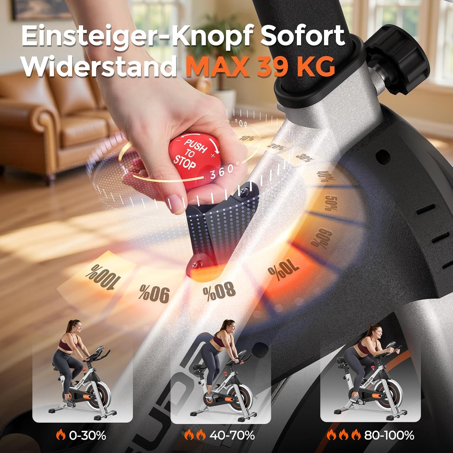 【2026 Aktualisiert】YOSUDA Heimtrainer Fahrrad, Leises Hometrainer Fahrrad mit einstellbarem magnetischem Widerstand, LED-Monitor, Tablet-Halter, Spining Bike Inndoor für Kardiotraining zu Hause – Bild 2