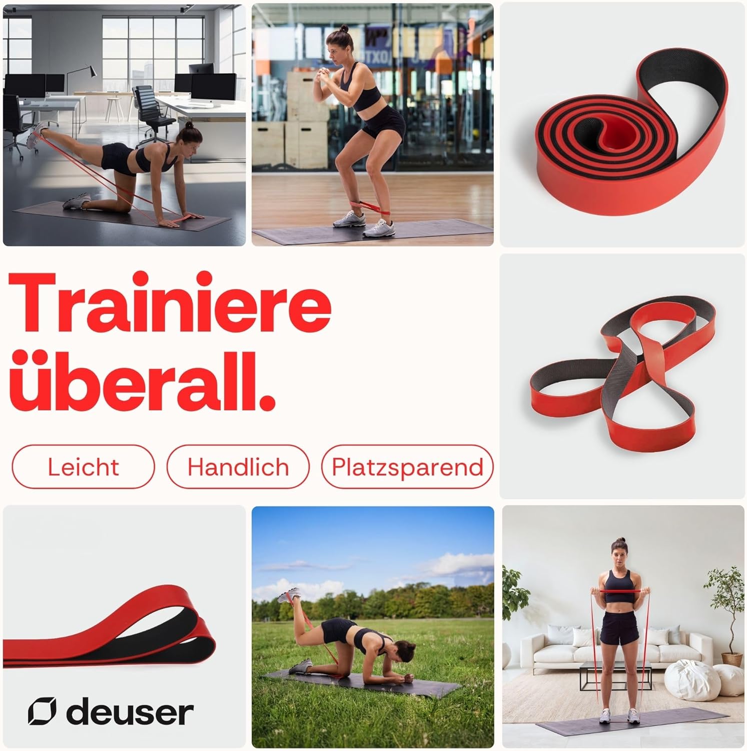 Deuser Band Original Resistance Band, Gymnastikband aus Naturkautschuk, vegan, rutschfest, Made in Germany, Fitnessbänder für Krafttraining, Fitness, Yoga – Bild 5