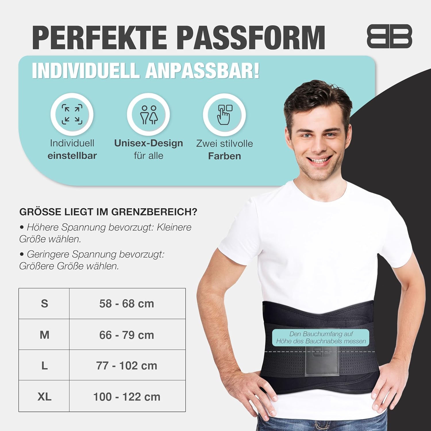 BACK BODYGUARD Rückengurt – Innovative Lordosenstütze – Rückenbandage entlastet den Rücken – Nierengurt zur Rückenunterstützung – 3 Größen (L, Schwarz) – Bild 4