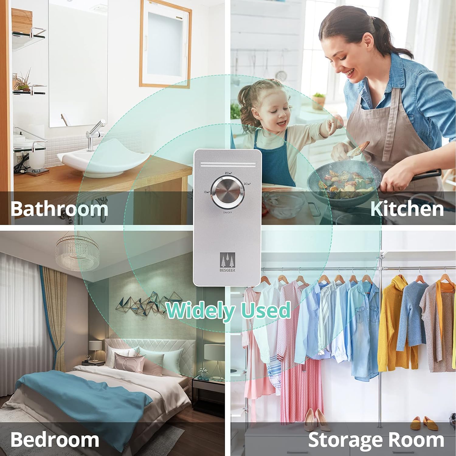Ozongenerator-Luftreiniger, Geruchskiller-Luftreiniger, Luft-Ozonisator-Generator für Zimmer, Badezimmer, Haustiere, Formaldehyd und Geruch, hohe Effizienz, Silber – Bild 5