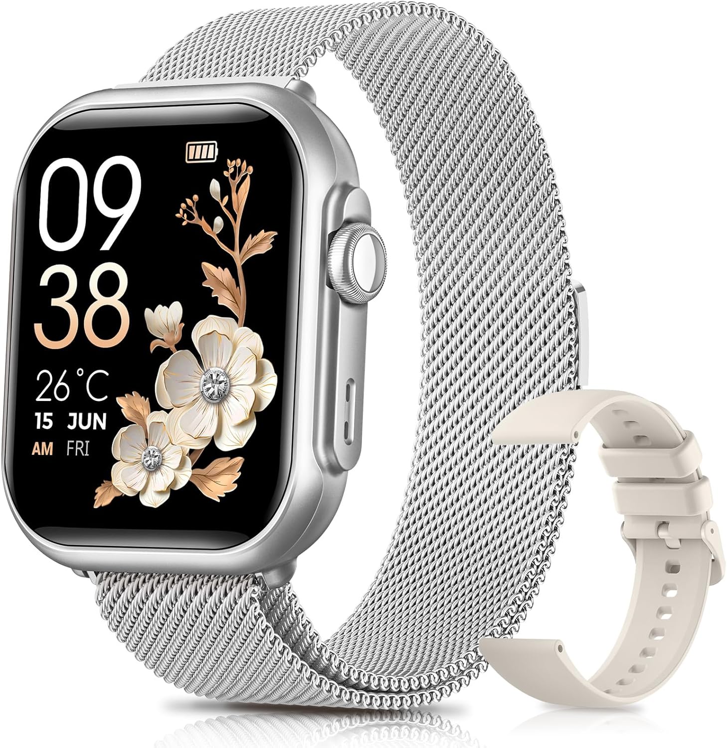 Damen-Smartwatch mit Telefonfunktion, 1000-mAh-Akku, 100 Tage Standby, 1,83-Zoll-Fitnessuhr mit Herzfrequenz, SpO2, Schlafüberwachung, 120+ Sport-Mod, IP68-Smartwatch, Schrittzähler für Android iOS