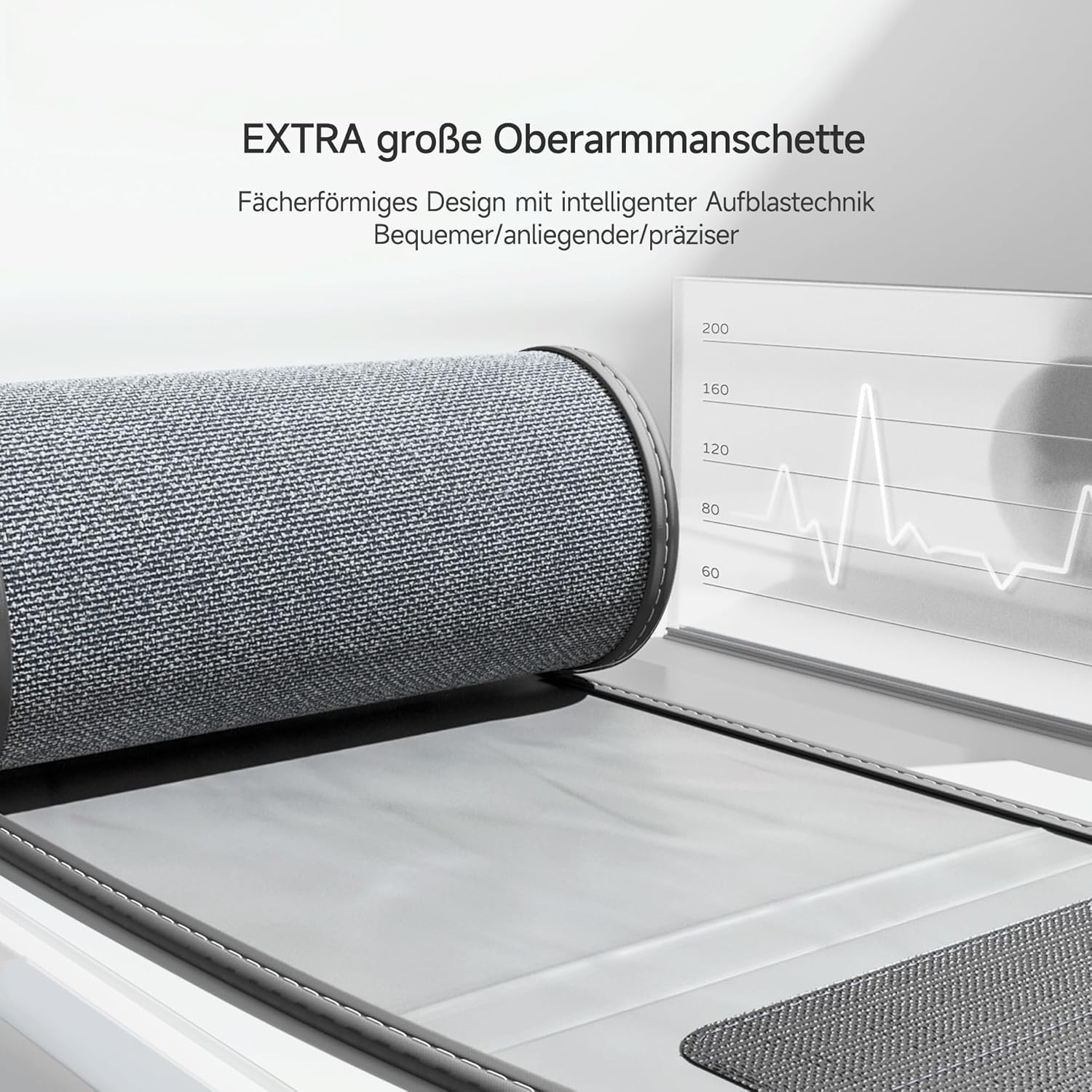 yuwell Oberarm-Blutdruckmessgerät für genaue Blutdruck- und Pulsmessung, 2 Benutzer, 74 x 2 Speicherplätze, große Manschette für 22–45 cm Oberarm, 3,8 Zoll großes Display, Duale Stromversorgung (YE670A) – Bild 2