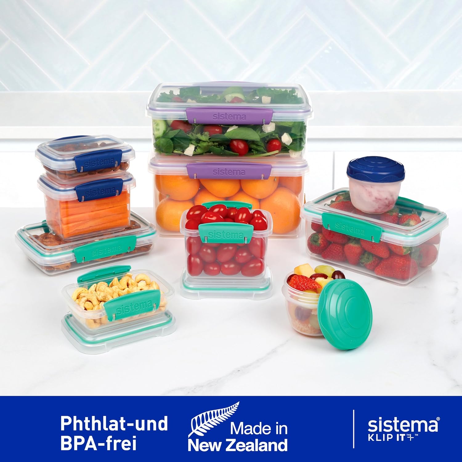 Sistema Frischhaltedosen | Behälter für die Zubereitung von Mahlzeiten mit Deckel, Lunchboxen, Snackbehälter und mehr | Stapelbar und luftdicht | BPA-frei | 20 Stück – Bild 6