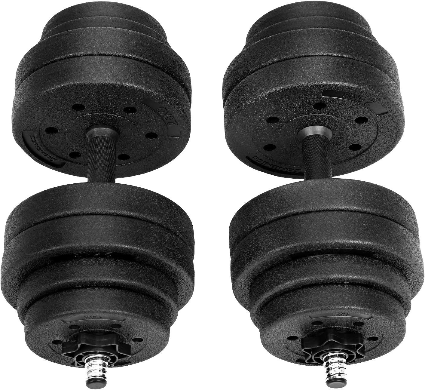 SONGMICS Kurzhanteln 2er Set aus Kunststoff 20 kg, 30 kg, 40 kg Hantelstangen, Gewichte und Spinlock-Kragen gerändelt