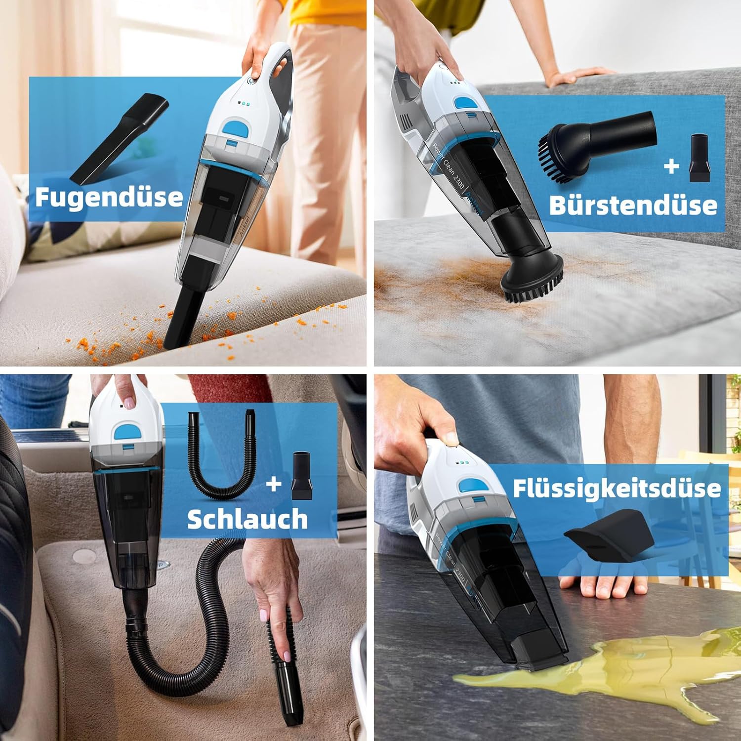 Anktel PowerClean2300 Handstaubsauger Testsieger mit Ladestation, Handstaubsauger, kabellos, nass & trocken, mit waschbarem HEPA-Filter, Handstaubsauger, beutelloser Staubsauger, Ersatzfilter – Bild 5