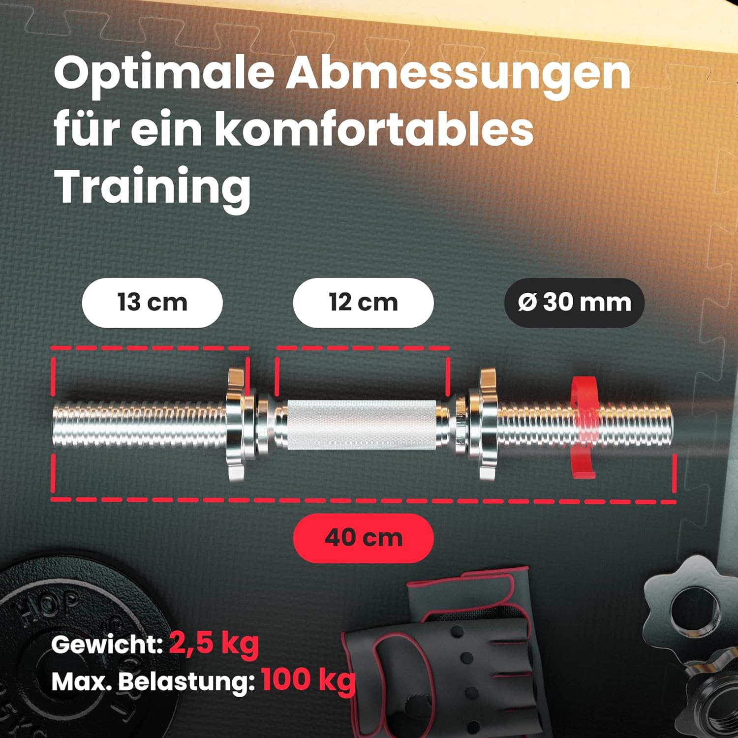 Hop-Sport Gusseisen-Hantelset mit EZ Curlstange, Kurzhantelstange und Gewichten, 1x Curlstange, 2x Hantelstange, 37 kg, 57 kg oder 77 kg Set zur Auswahl – Bild 5