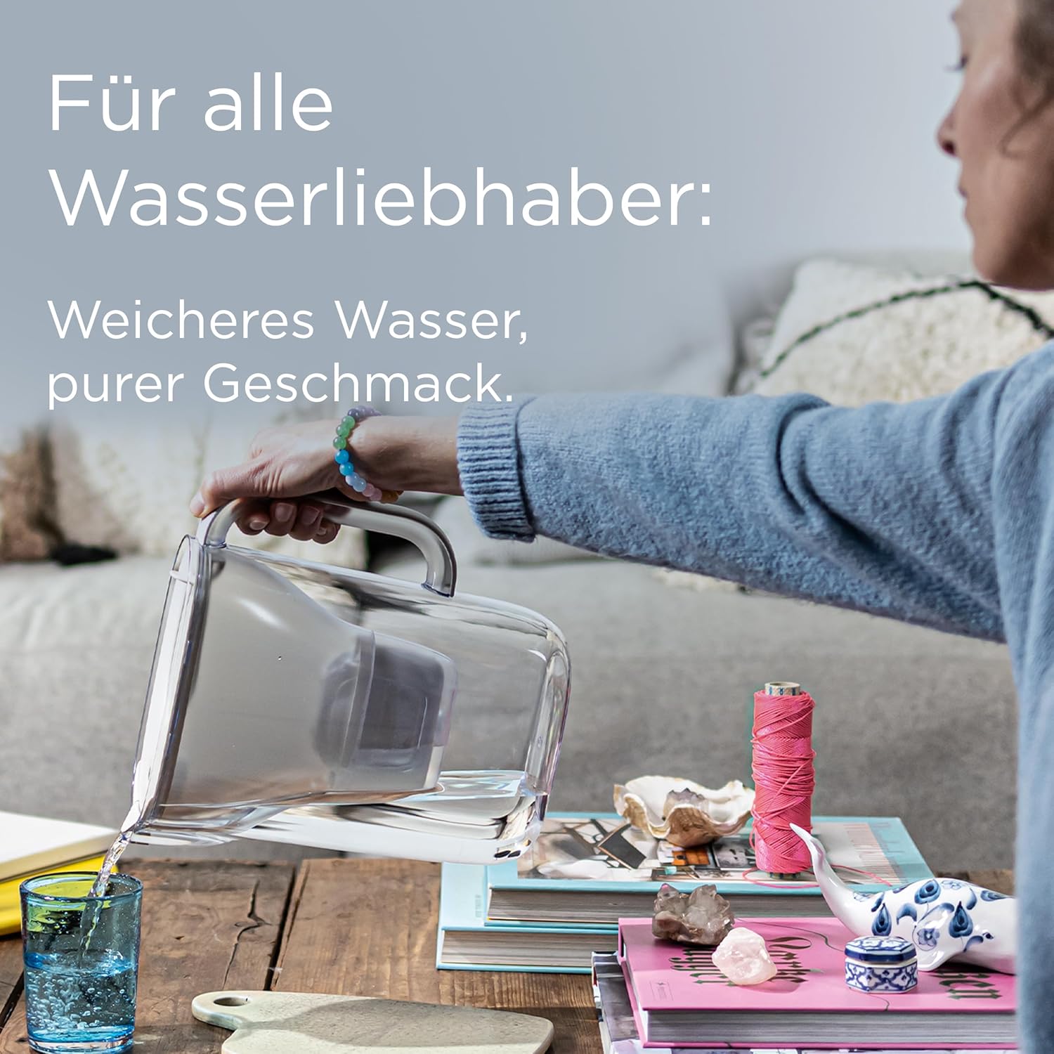 BRITA Style Essential Sand Wasserfilterkanne (2,4 l) inklusive 1 x Maxtra Pro Pure Performance – kühlschranksichere Filterkanne mit Smart Light LED und Klappdeckel, filtert Verunreinigungen und mehr – Bild 6