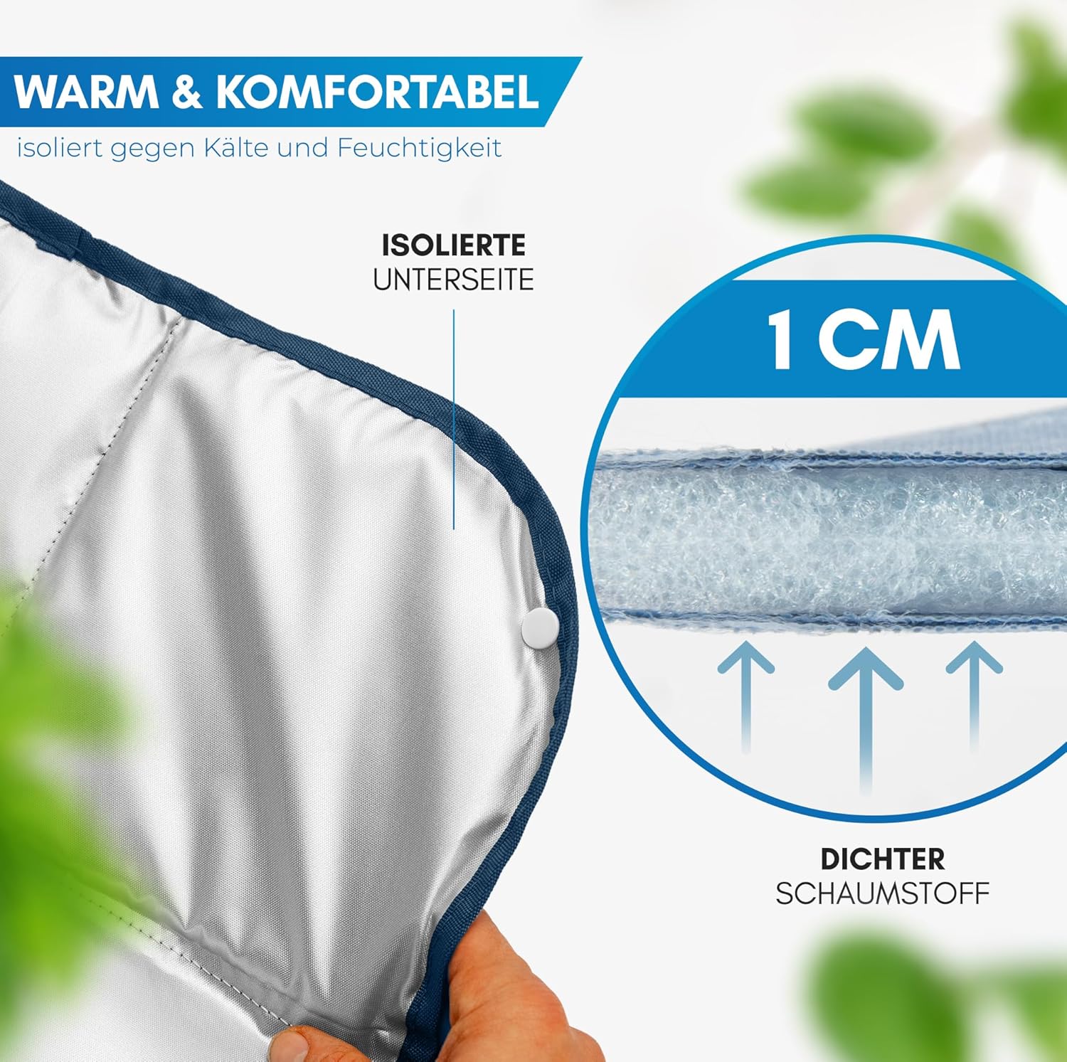 NORDMUT Leichtes faltbares Outdoor-Sitzkissen – bequemes Outdoor-Sitzpolster – wasserdichtes Sitzkissen mit zuverlässigem Schutz vor Kälte und Schmutz für Camping, Wandern oder Stadion – Bild 3