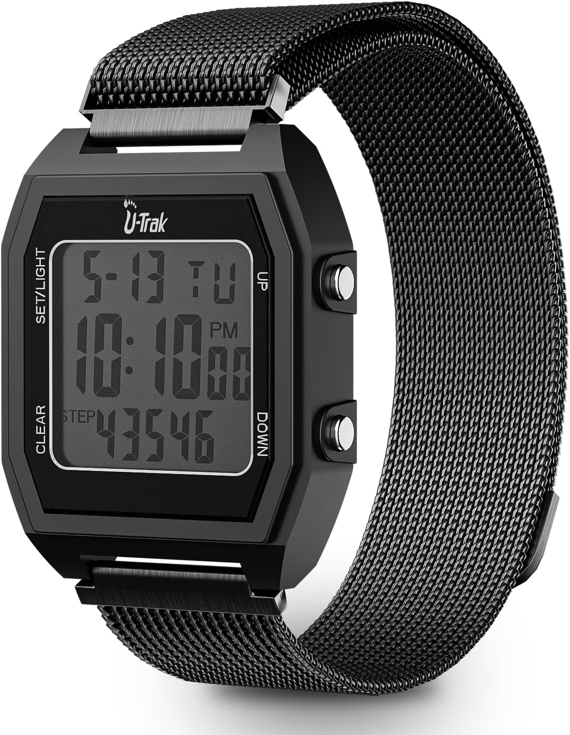 3D-Schrittzähler-Uhren zum Gehen, einfache Schrittzähler-Uhren mit magnetischem Uhrenarmband, wasserdichte Schritt-Tracker-Uhren mit magnetischem Uhrenarmband für Männer, Frauen, Kinder, Senioren