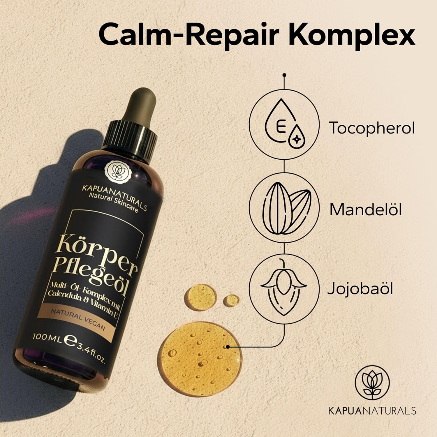 Hydro-Lipid Bio-Körperöl • Körperöl mit Hyaluronsäure & Ringelblume • Für straffe, gepflegte Haut • Bei Dehnungsstreifen und Cellulite • Narbenpflege & Massageöl • 100 % natürlich – Hergestellt in Deutschland – Bild 3
