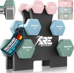 RE:SPORT Kurzhantel-Set 3 Paar, 1 k...