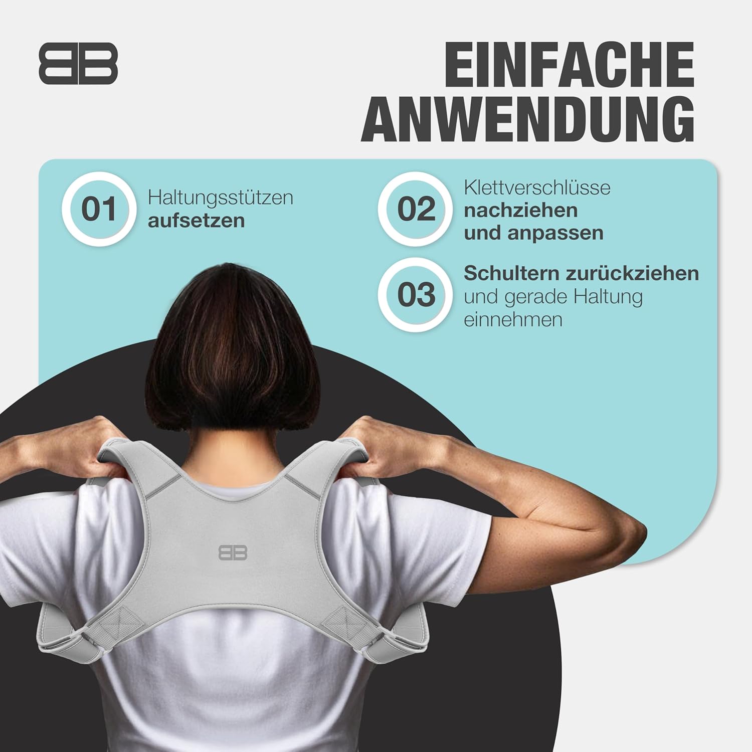 Back Bodyguard Haltungskorrektur – Innovativer Rückenaufrichter für aufrechte Haltung, Rückenstütze, Rückenstabilisator, Grau, M – Bild 7