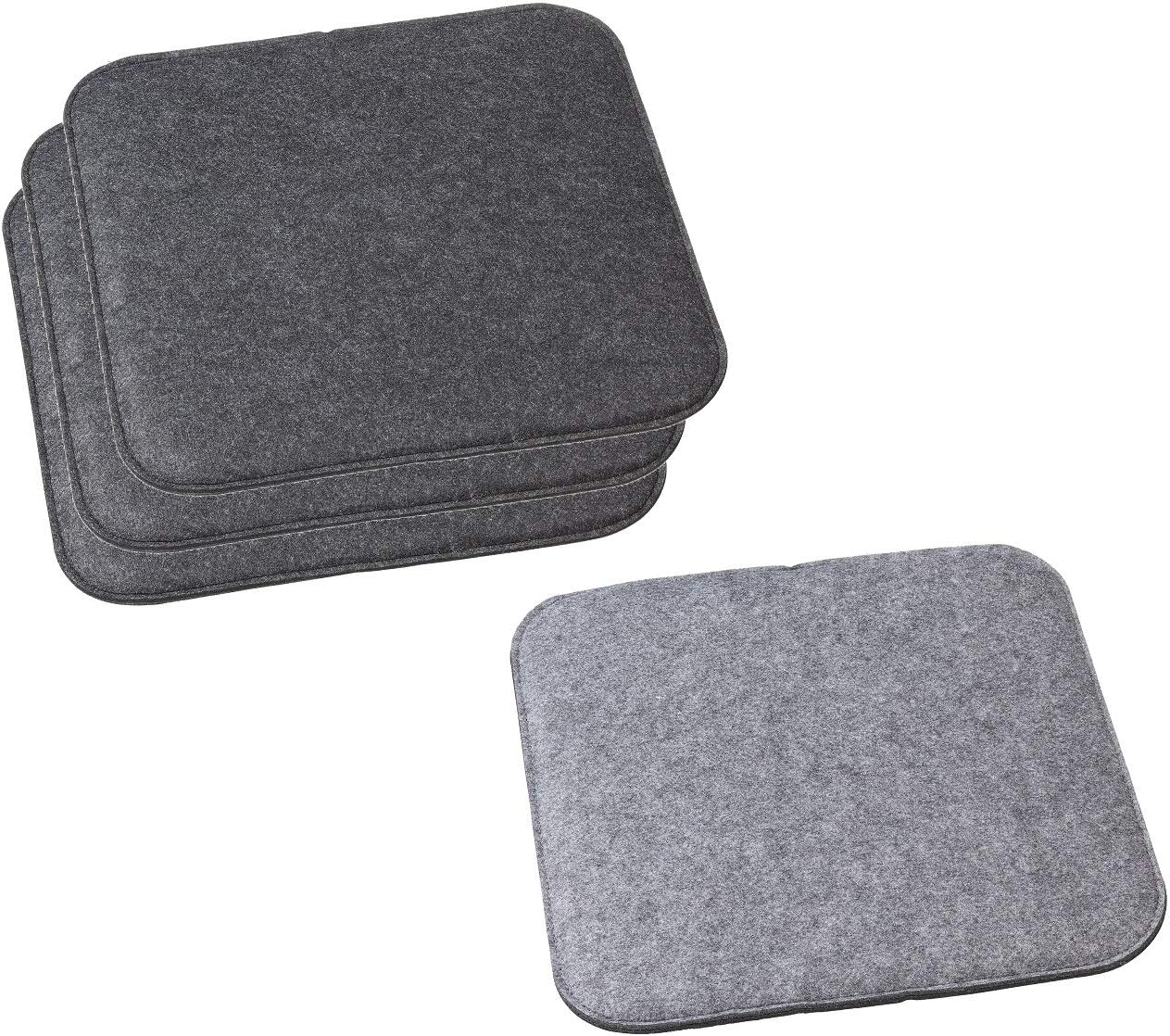 unbekannt 4 Stück Sitzkissen Wendefilz Sitzbezug für wendbar Grau Anthrazit 35 x 35 cm