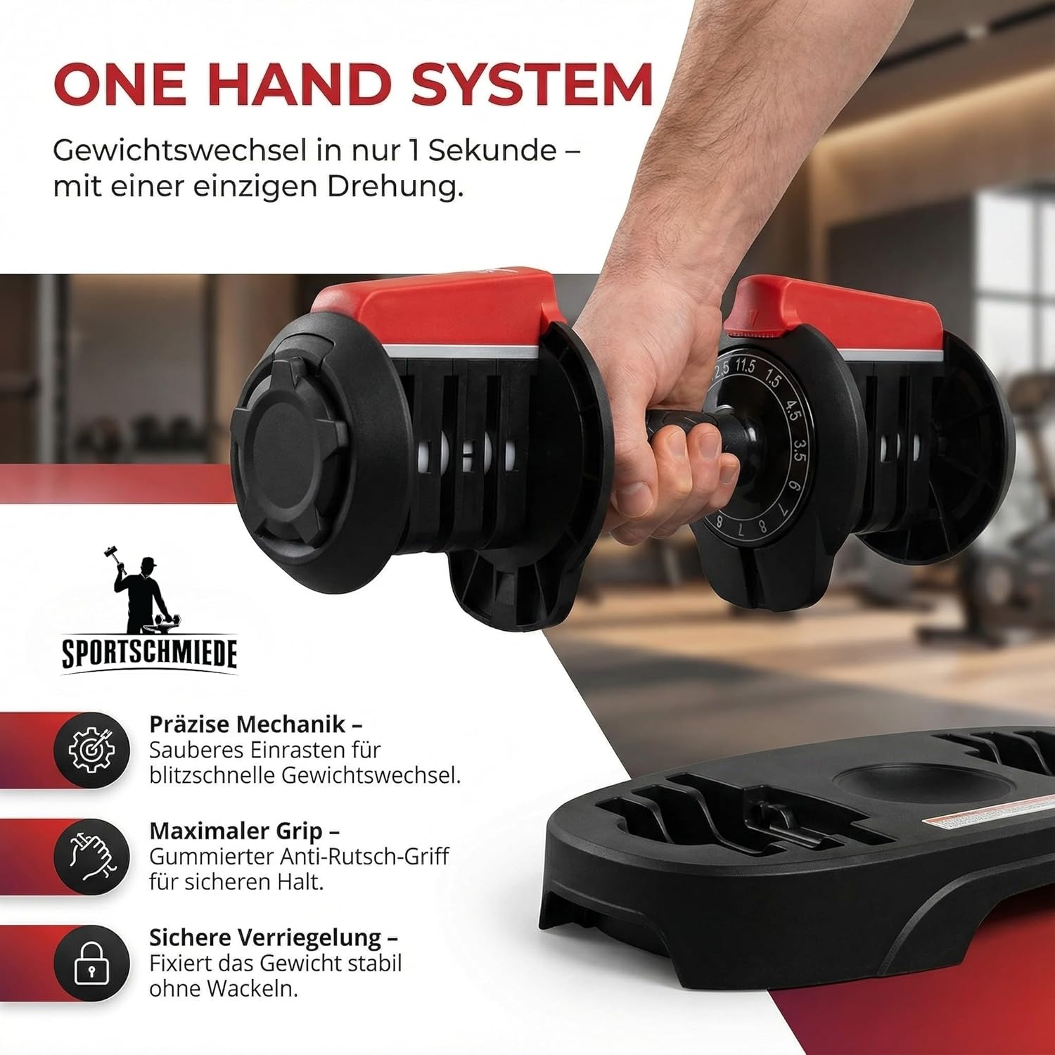 SPORTSCHMIEDE Verstellbare Hanteln (Easy Switch) Hantelset für Männer und Frauen – Ideal für Krafttraining & Fitness, Hantelset, Hanteln für Zuhause – Auch als 3-in-1 – Home Gym – Bild 4