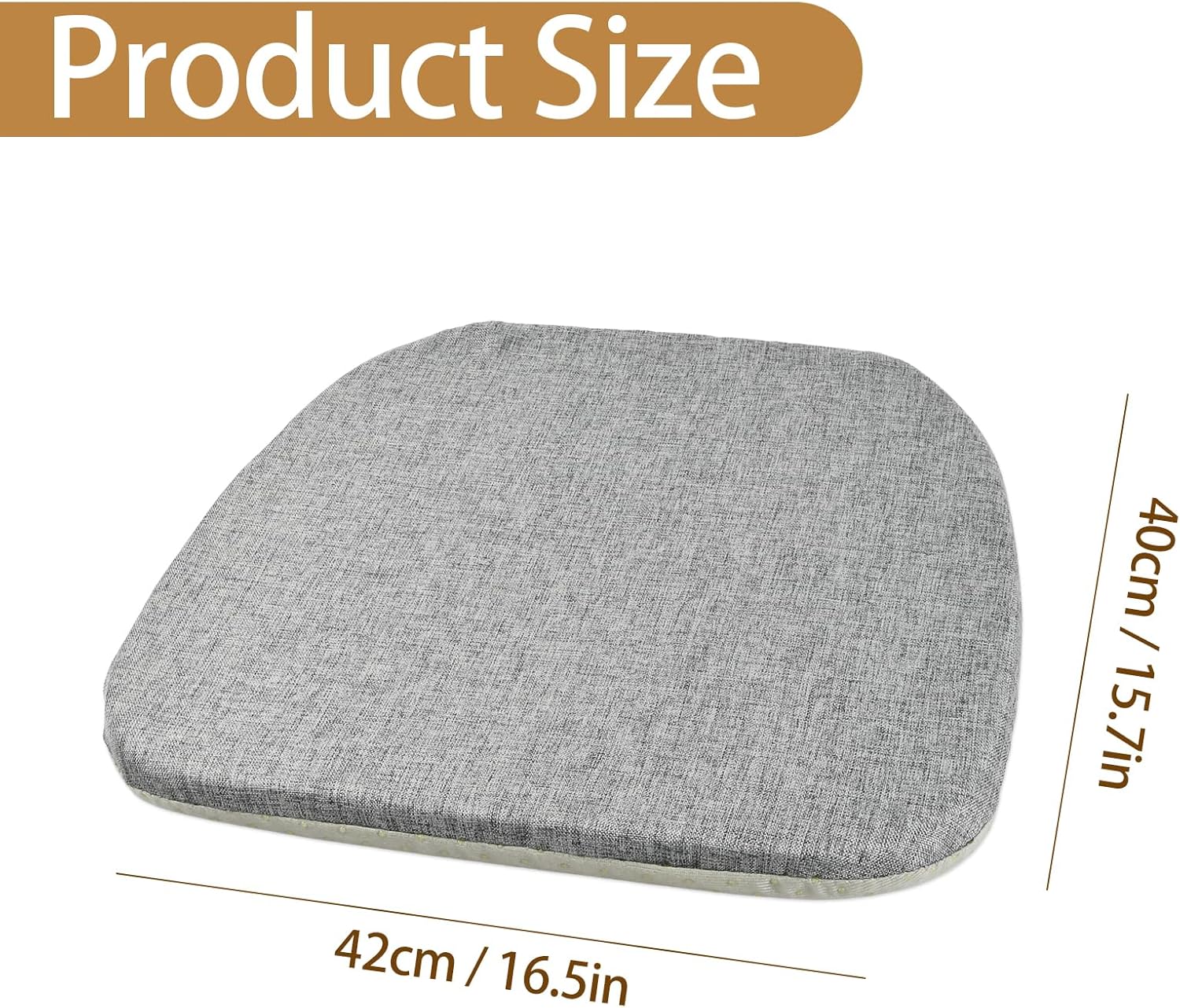2er-Set Stuhlkissen 40 x 42 x 3 cm mit Bändern, abnehmbarer Bezug mit Reißverschluss, waschbares Sitzkissen, rutschfeste Stuhlkissen, ideal für Zuhause, Büro, Küche, Esszimmer – Bild 2