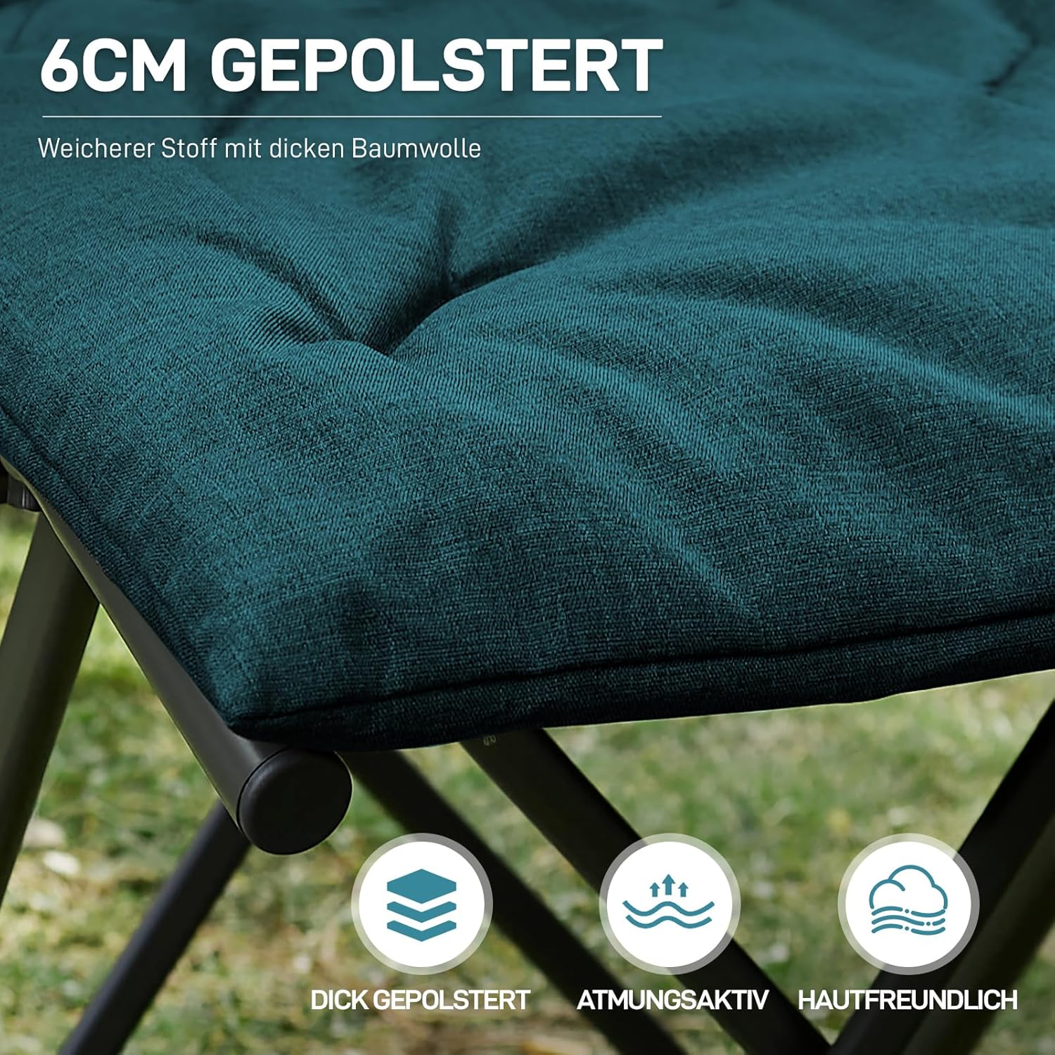 EVER ADVANCED Fußhocker, Fußstütze, klappbarer Klapphocker mit einer Höhe von 47 cm, Klapphocker, gepolsterte Fußstütze für Sessel, Garten- und Balkonstuhl – Bild 5