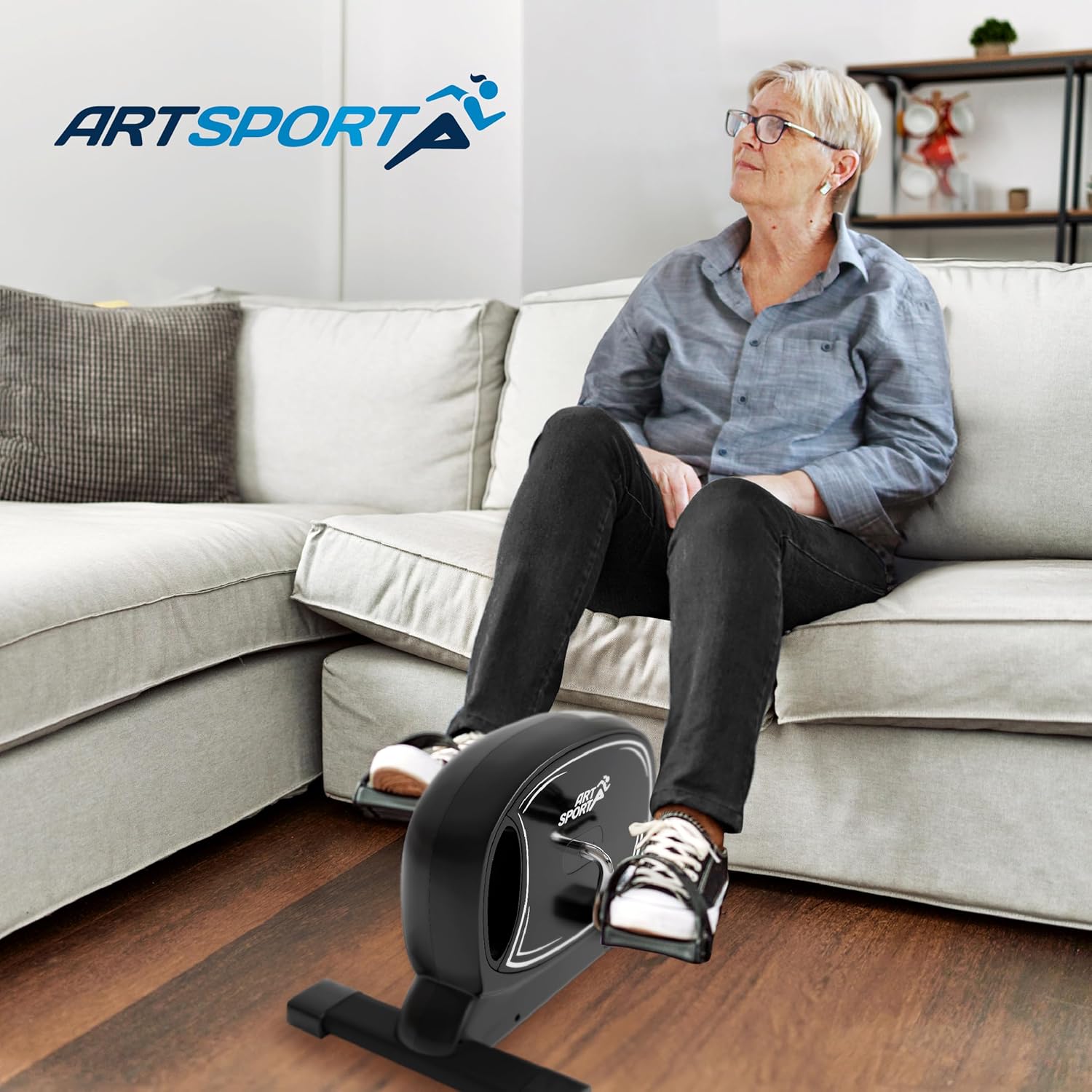 Juskys Sportivo Pedaltrainer, leiser Heimtrainer, Fitnessgerät, Senioren, Armtrainer, Beintrainer, Mini-Fahrrad für Zuhause – Bild 7