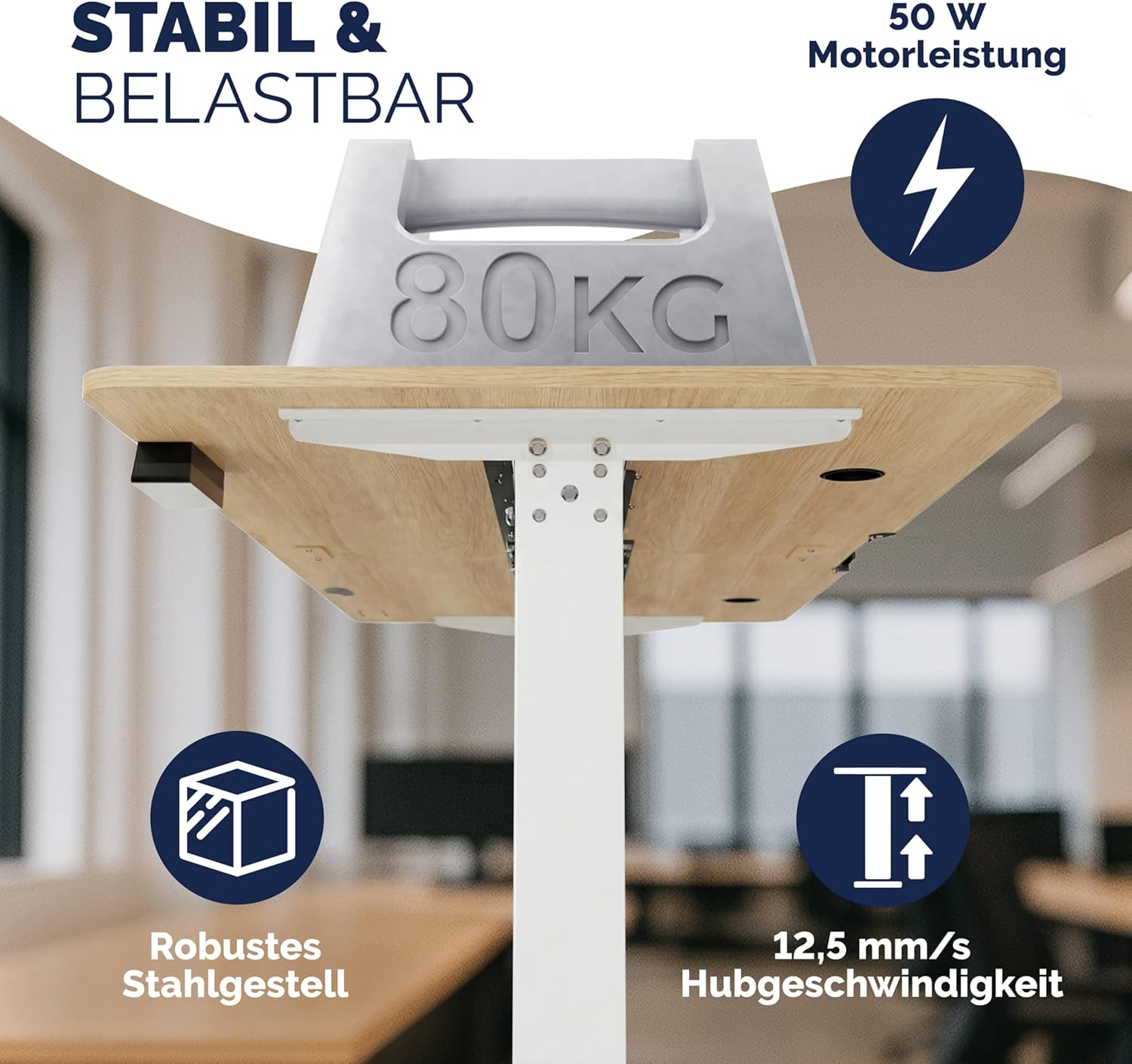 Casaria Höhenverstellbarer elektrischer Schreibtisch 140 x 70 cm mit kabellosem Ladegerät & USB-C/A-Anschluss, LCD-Display, Memory-Funktion, 80 kg Tragkraft, ergonomisch, Beige – Bild 6
