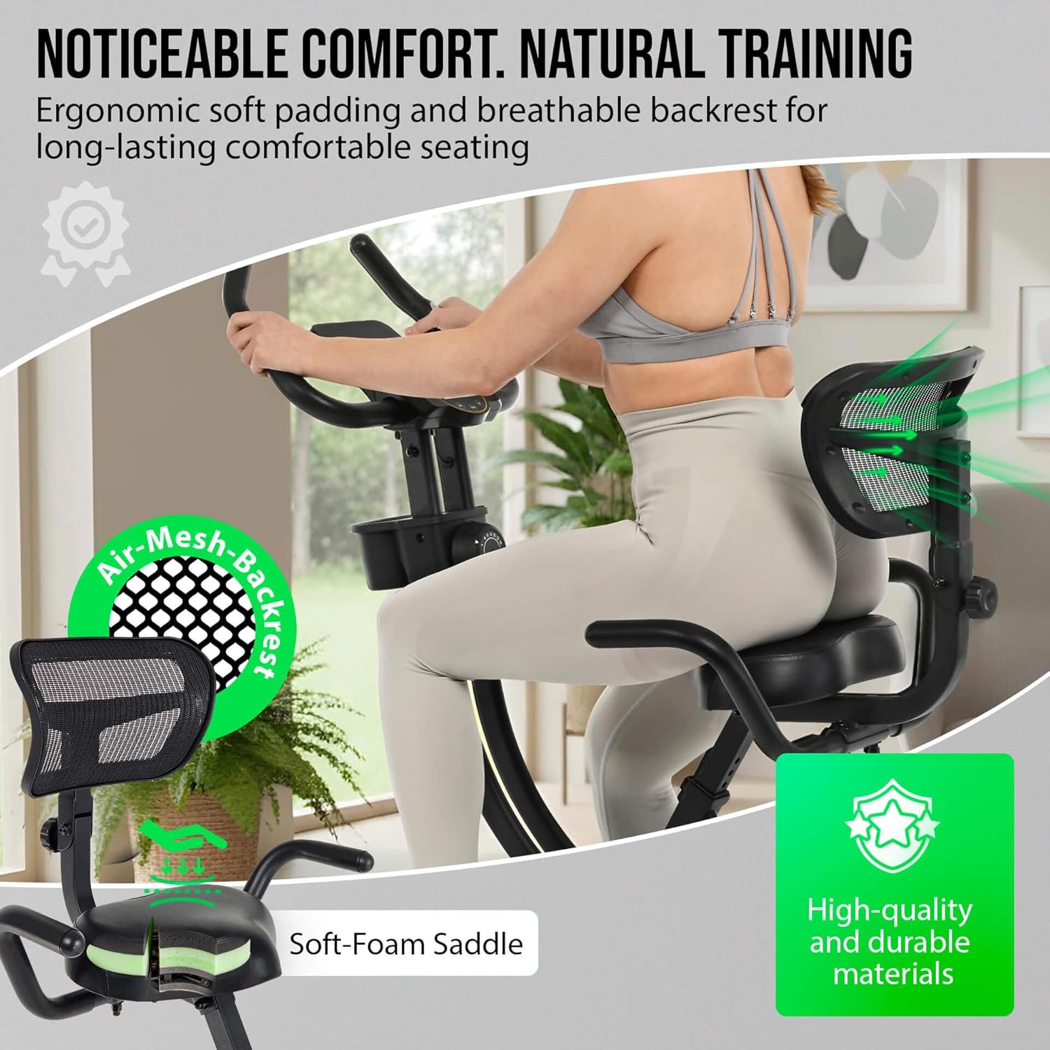 Christopeit Klappbarer Heimtrainer Velo Fit – Fitnessfahrrad mit Rückenlehne – leiser Magnetwiderstand, 14 Stufen, ergonomischer Sitz verstellbar, Handpulssensoren, Heimtrainer bis 120 kg – Bild 6