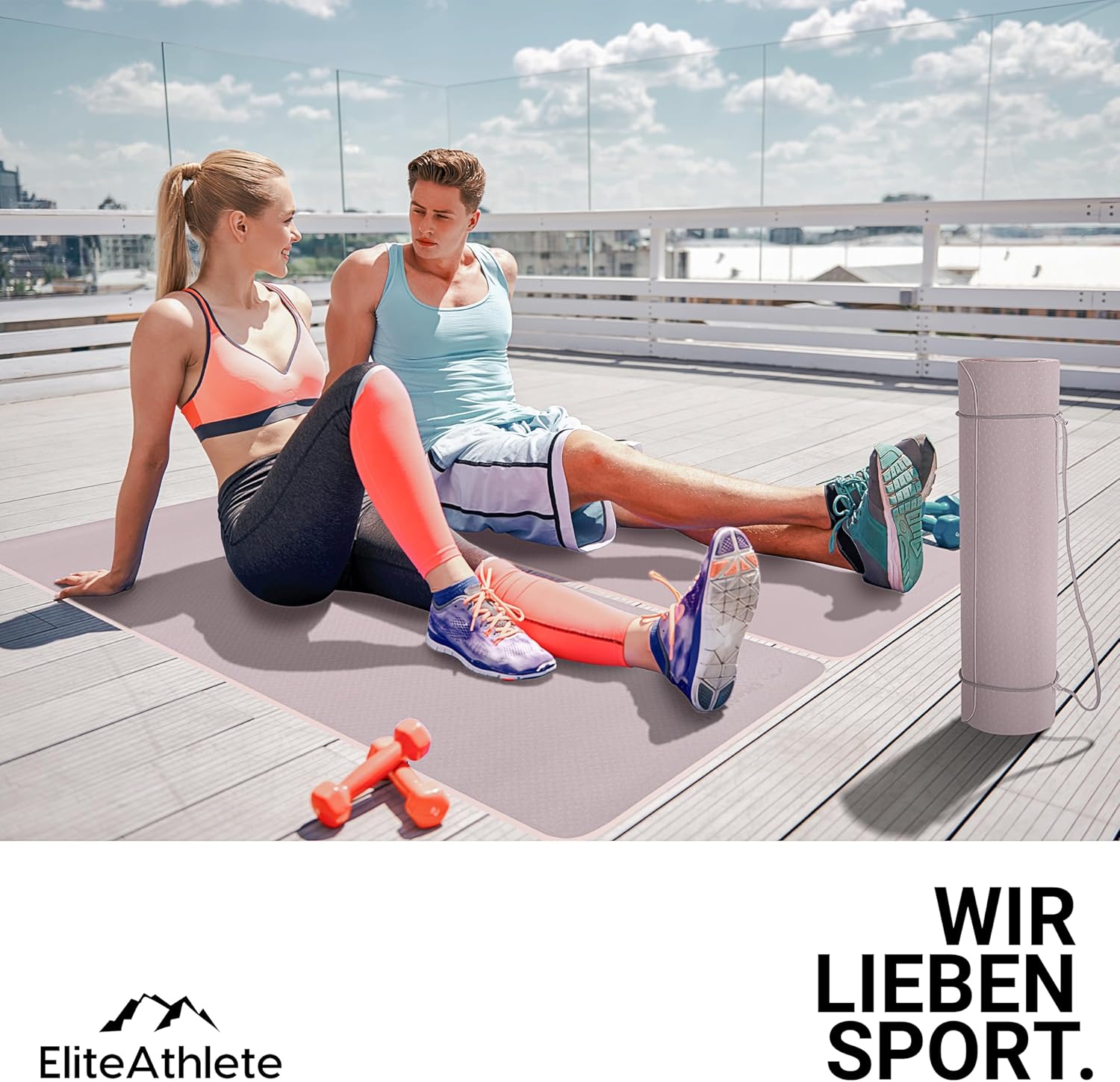 EliteAthlete Yogamatte – Sportmatte – Fitnessmatte – Gymnastikmatte gepolstert & rutschfest für Fitness, Pilates – Yogamatte – 183 cm x 61 cm x 0,6 cm – Trainingsmatte inklusive Transportgurt und Tasche – Bild 6