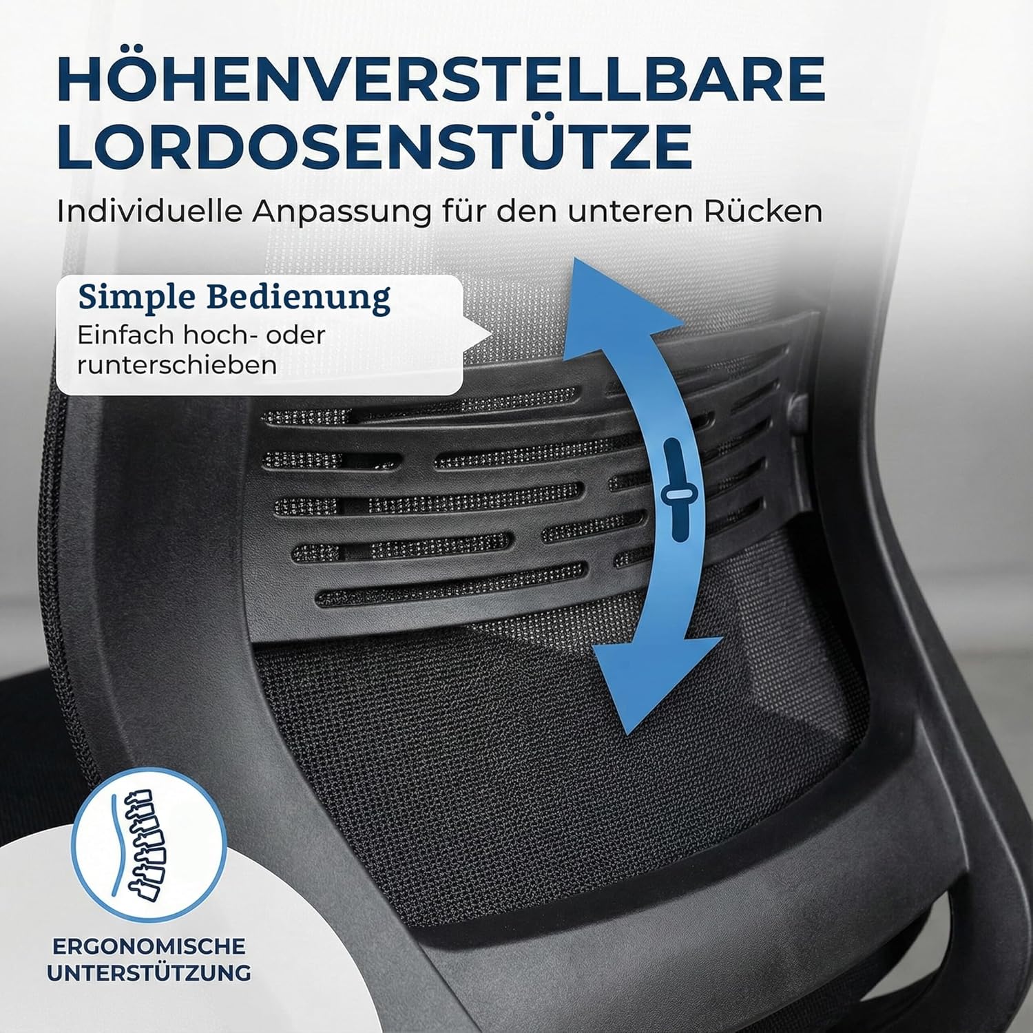 Start Bürostuhl für Home Office & Business, mit vielen ergonomischen Funktionen, ergonomisch & kompakt, sehr einfach zu bedienen, ohne Armlehnen, maximale Belastung 125 kg – Bild 4
