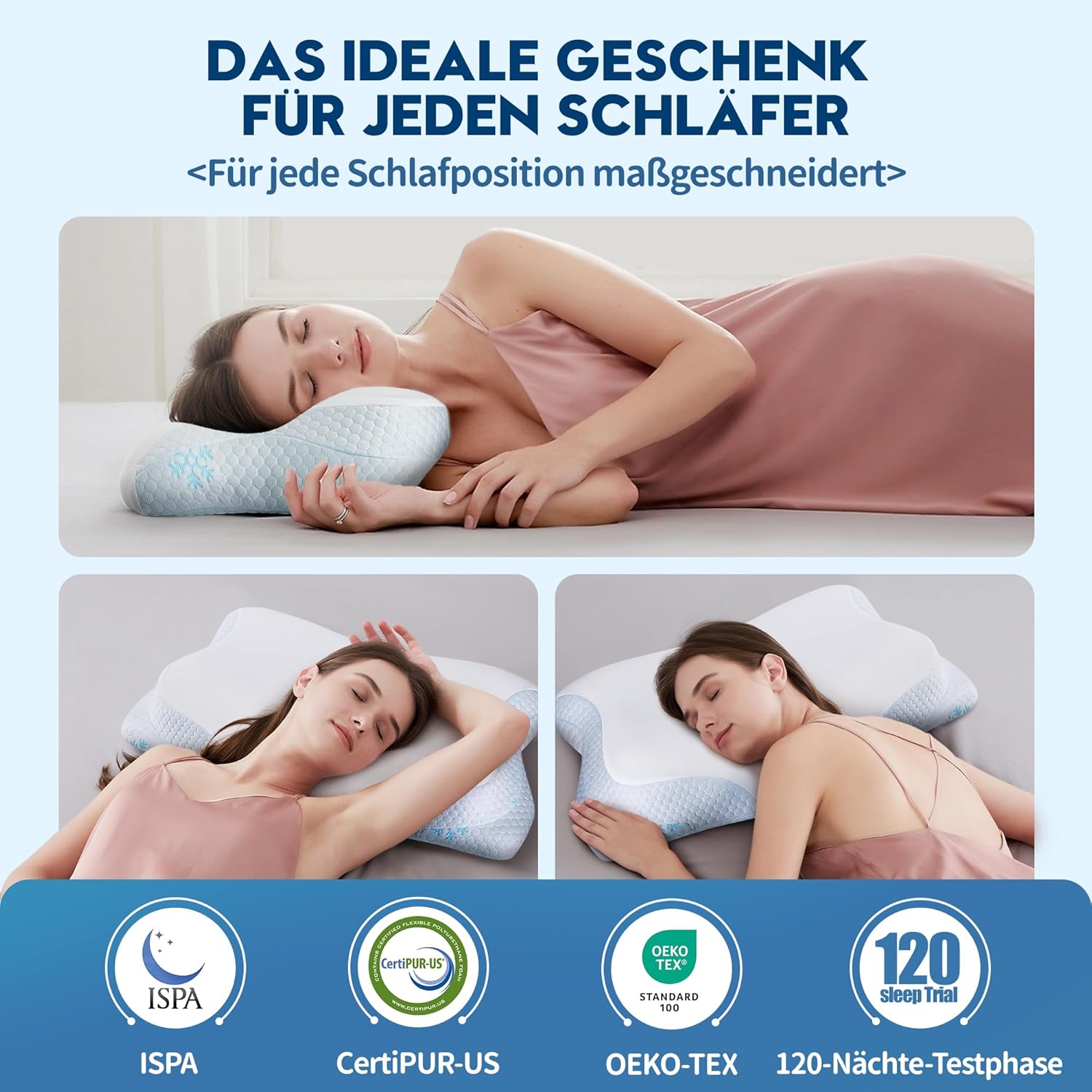 Nackenkissen Memory Foam – 2-in-1 ergonomisches Memory Foam Kissen Schmetterlingskissen Seitenschläferkissen Nackenstützkissen Oeko-Tex® – Bild 7