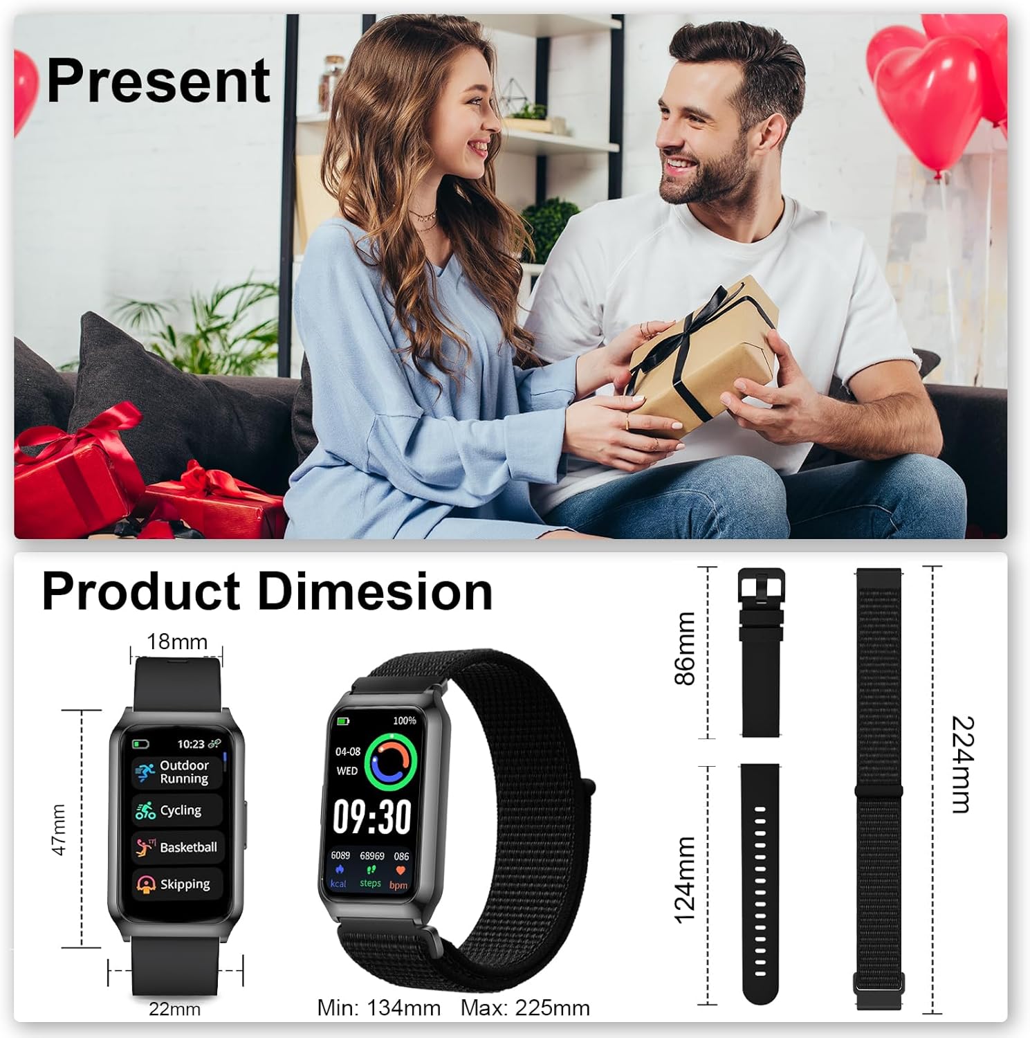 Smartwatch Herren Damen 1,47 Zoll Fitness-Tracker mit Herzfrequenzmesser, SpO2-Schlafmonitor, 25 Sportmodi, Aluminiumgehäuse in Schwarz, Ultra-Akkulaufzeit, wasserdichte IP68-Sportuhr für iOS Android – Bild 8