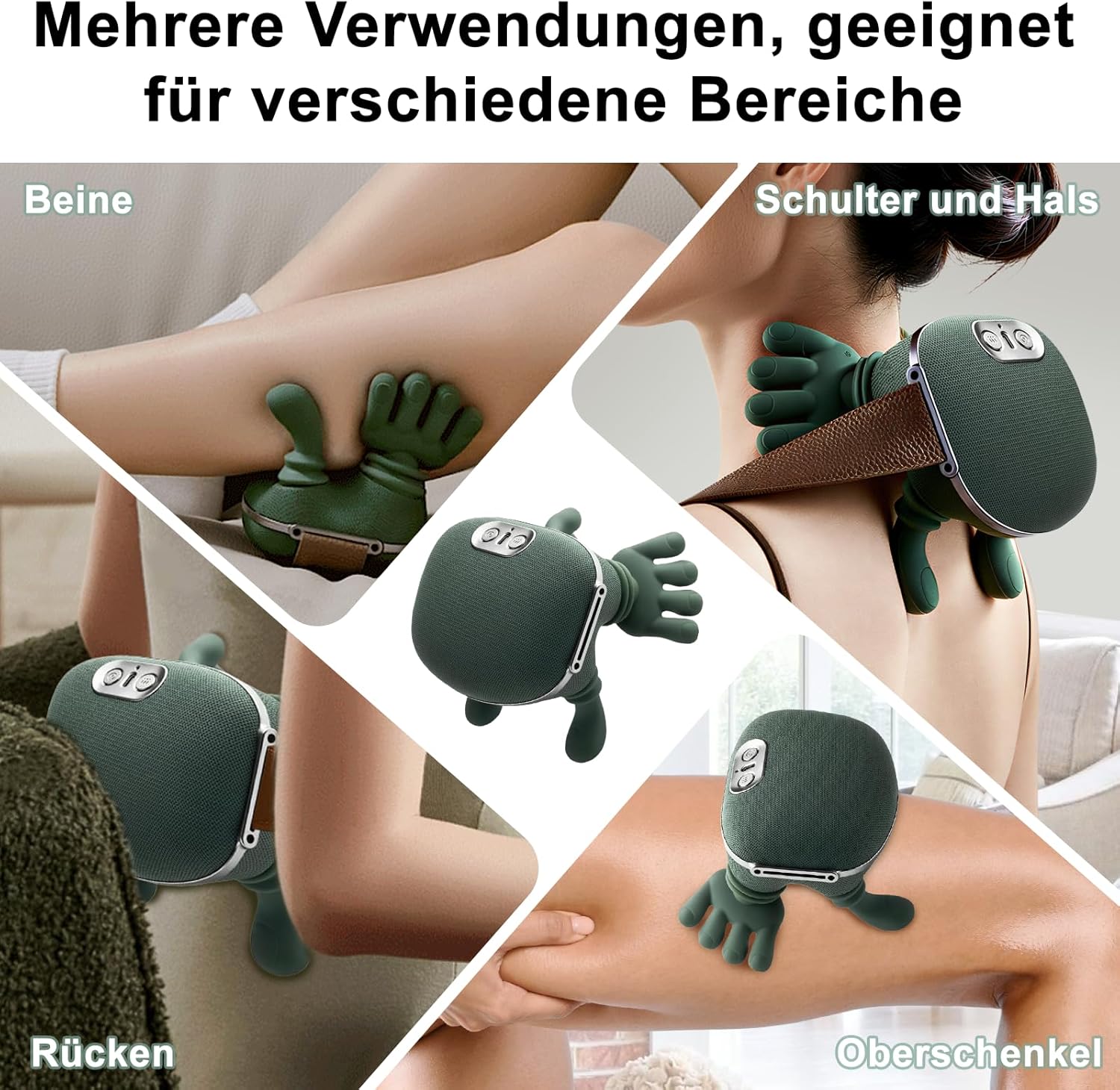 Massagegerät, Rückenmassagegerät Massage Master, Massage Master, 4D-Nackenmassagegerät, beheizter Nacken, 3 Massageeinstellungen & 2 Wärmeeinstellungen, für Zuhause, Büro, Reisen (grün, Einheitsgröße) – Bild 3