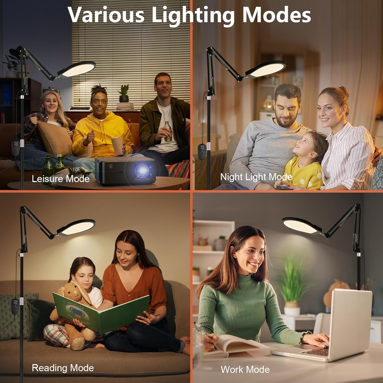 Tageslichtlampe 10000 Lux – SAD-Lampe, 3000 K/4000 K/6000 K Tageslichtlampe mit Timer, einstellbare Helligkeit, Tageslichtlampe für Zuhause, Büro (schwarz) – Bild 7