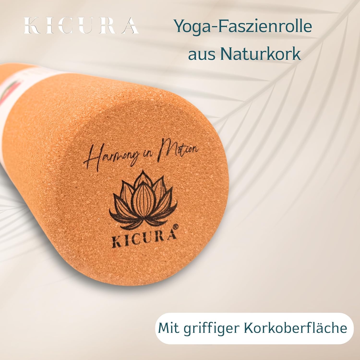 Kork-Faszienrolle aus Naturkork, 40 cm lang, Durchmesser 10 cm, hart, für Faszienmassage, Yoga und Pilates – Bild 2