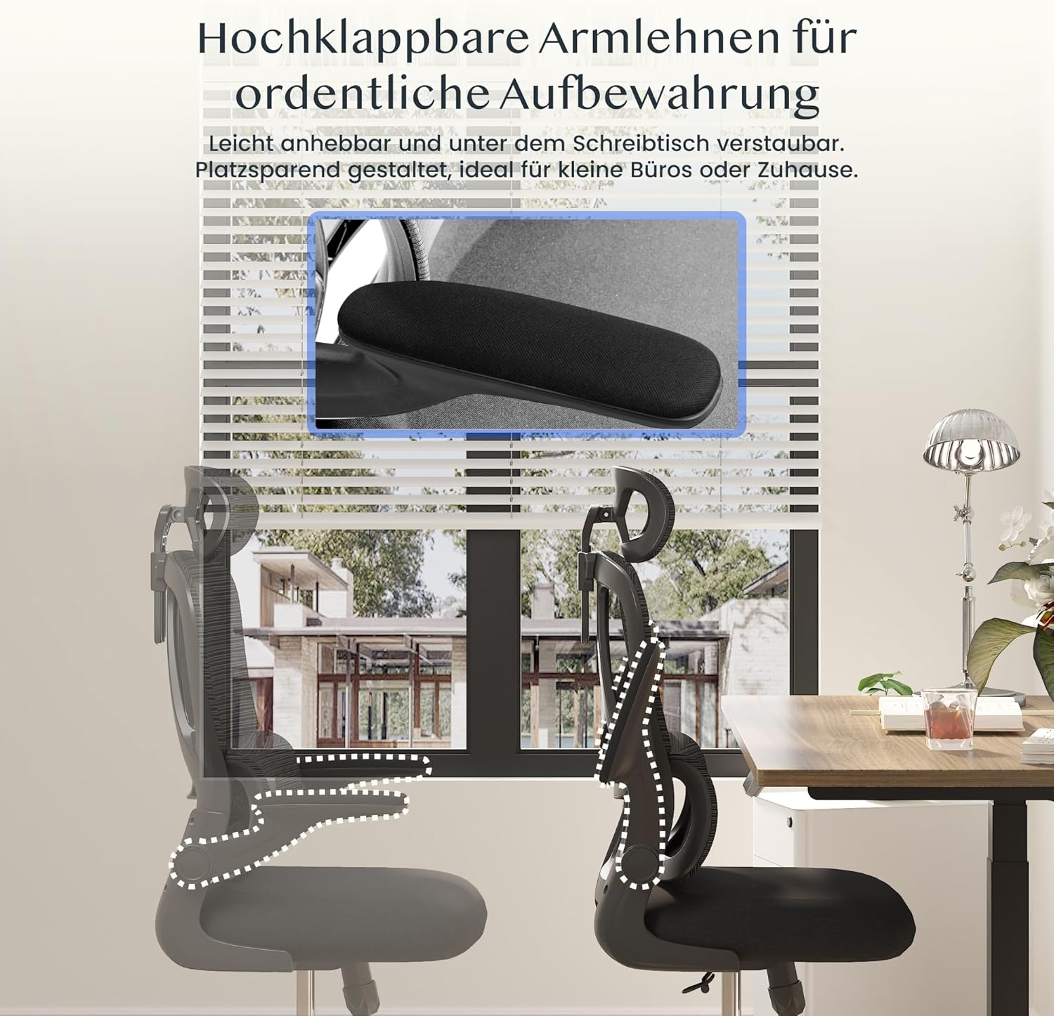 FLEXISPOT Ergonomischer Bürostuhl, Schreibtischstuhl mit 2D-Kopfstütze, klappbaren Armlehnen & dynamischer Lordosenstütze, Stuhl mit 120°-Wippfunktion für Home Office, Arbeitszimmer, Büro (Schwarz) – Bild 6
