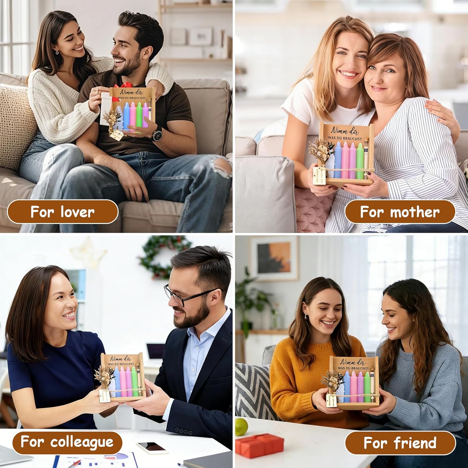 Kerzen Geschenkset für Frauen, Geburtstagskerze Geschenk für Geburtstag Freundin, Deko Kerzen Set mit Kerzenhalter, Geschenkidee für Mama Schwester Beste Freundin, Geburtstagsgeschenk Frauen Box – Bild 6