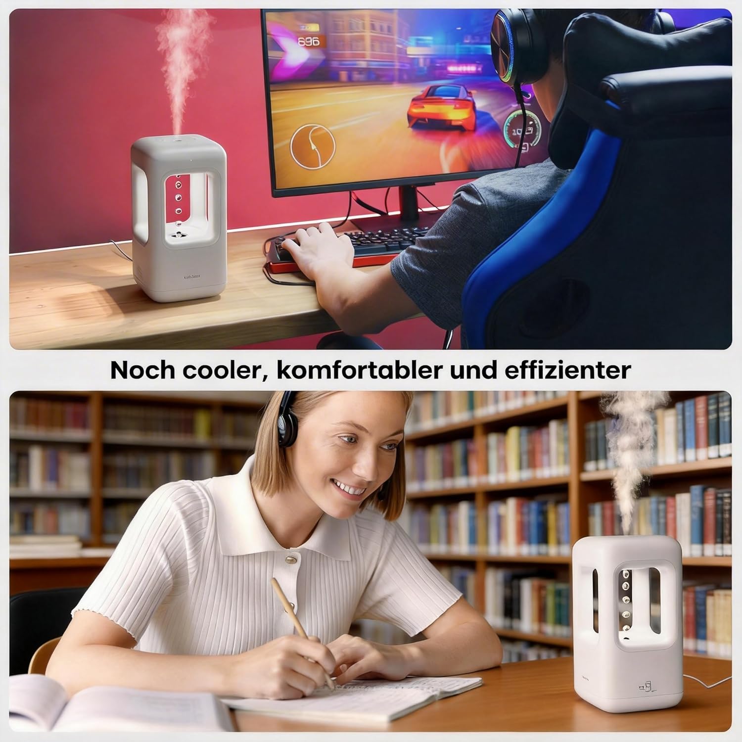 Ultraschall-Luftbefeuchter, weißer, flüsterleiser Kaltnebel mit automatischer Abschaltung, Red Dot Design Award 2023, Luftbefeuchter für Schlafzimmer, Babyzimmer, Büro & Pflanzen – Bild 6