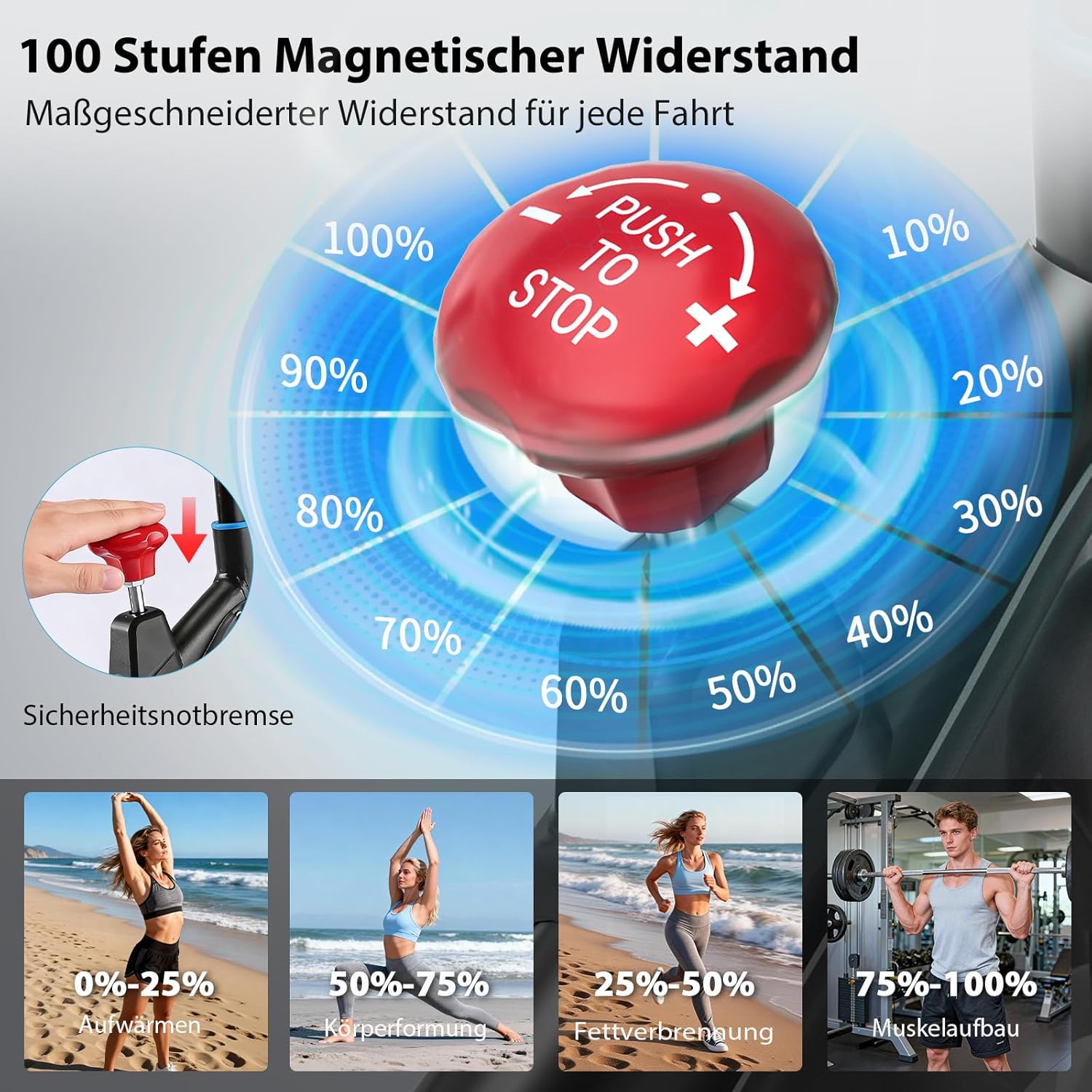 Wenoker Heimtrainer Fahrrad mit verstellbarem Magnetwiderstand, Ergometer Hometrainer Fahrrad mit APP, LCD-Monitor, Tablet-Halterung, Höhenverstellbar, Leises Fitnessbike Bis 160kg – Bild 5