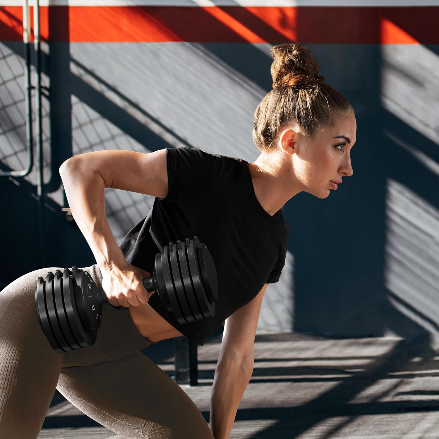 Yaheetech Verstellbarer Hantel, 15 Stufen aus Stahl, 2,5 – 24 kg, sofortige Anpassung, Doppelverriegelungssystem, rutschfest, für Fitnessstudio, Zuhause, Büro – Bild 2