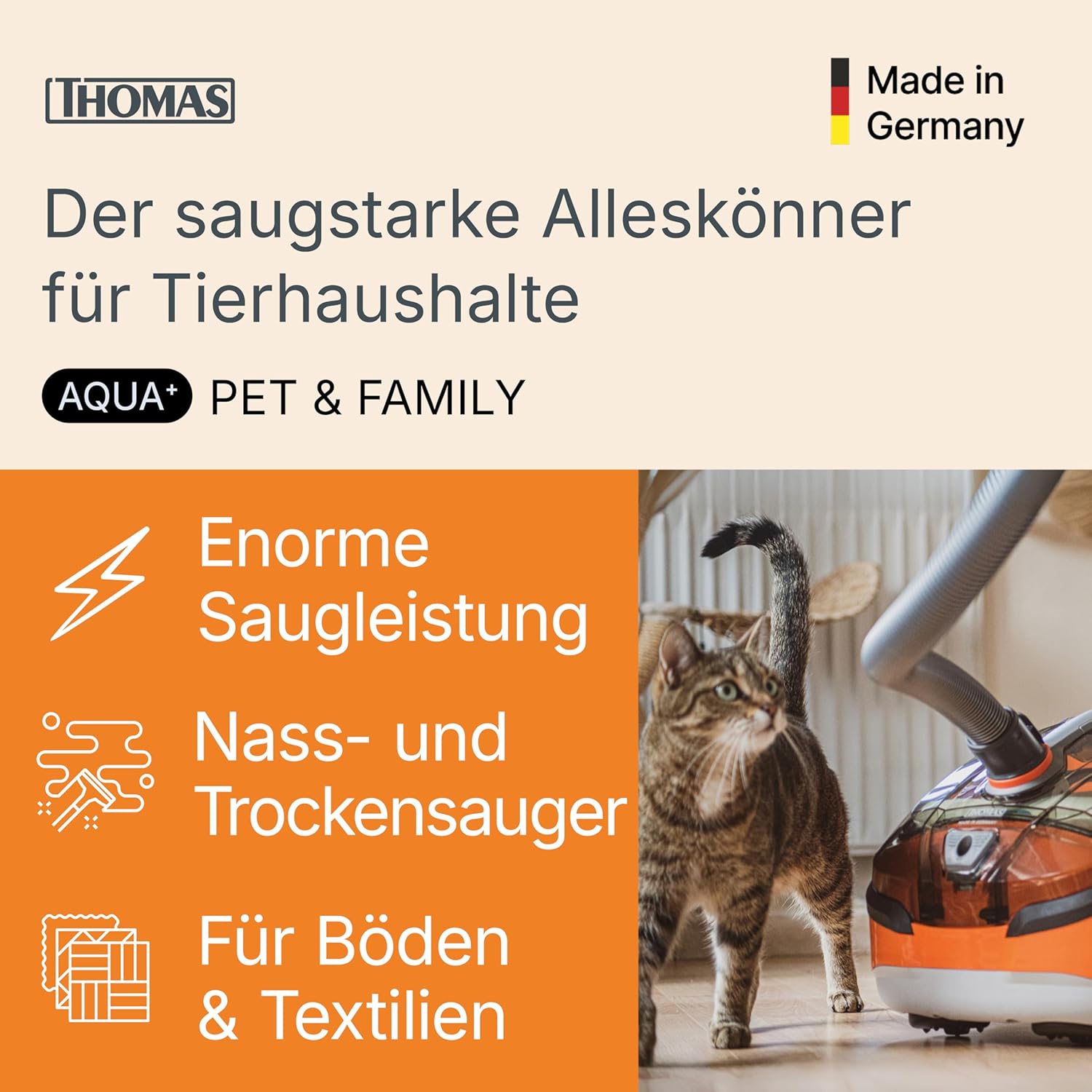 Thomas 788563 Aqua + PET & Family Saug- und Waschsauger, Kunststoff, Orange – Bild 2