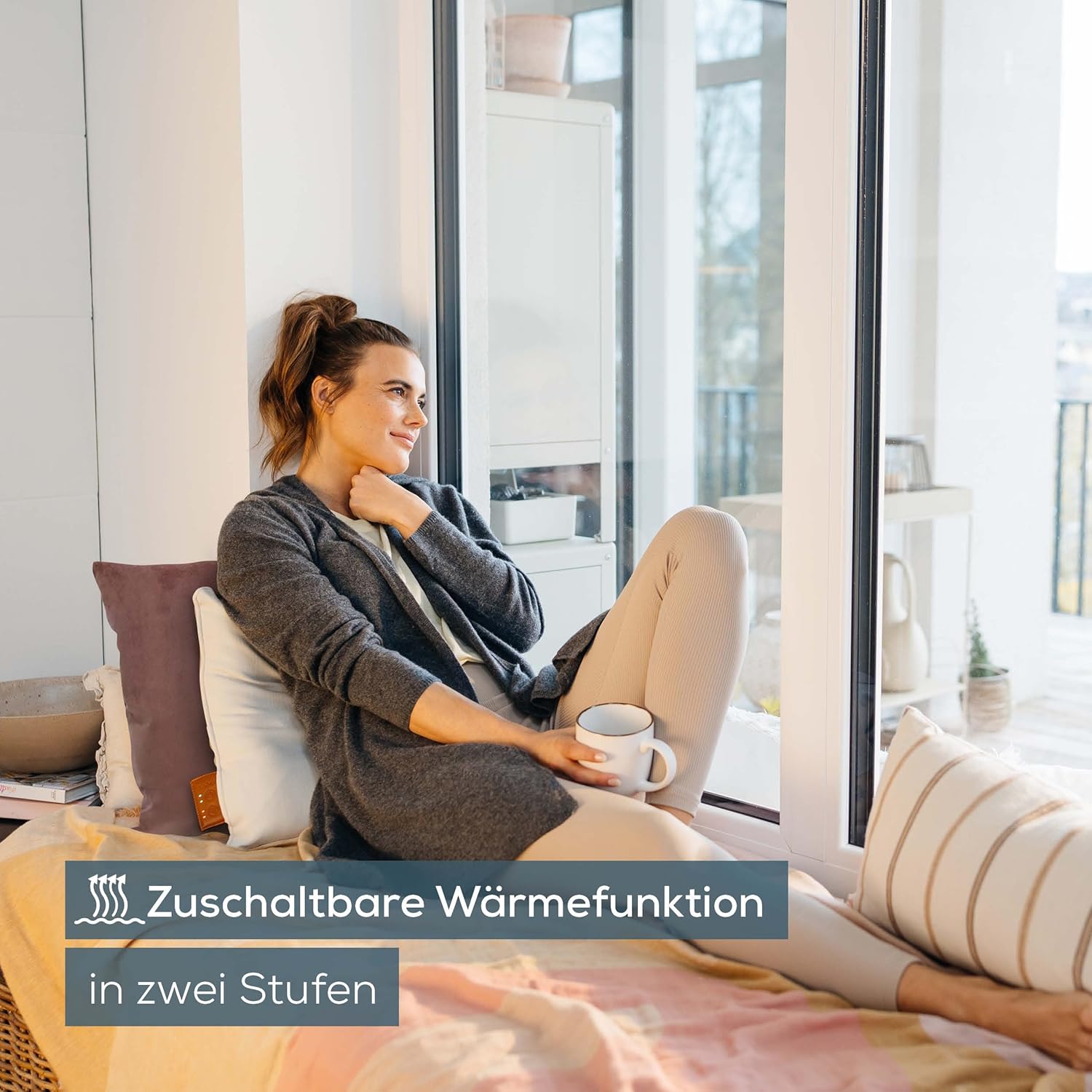 Beurer MG 139 Akku-Massagekissen mit Wärmefunktion, kabelloses Shiatsu-Massagekissen, zuschaltbare Wärme, aus recyceltem Material, maschinenwaschbar, automatische Abschaltung, 40 x 40 cm, Mint – Bild 4