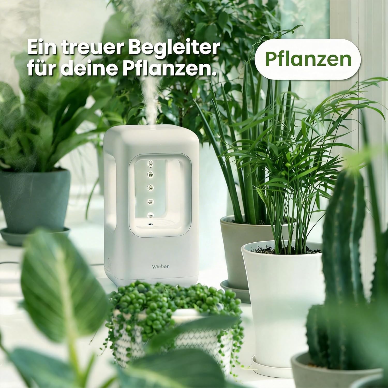 Ultraschall-Luftbefeuchter, weißer, flüsterleiser Kaltnebel mit automatischer Abschaltung, Red Dot Design Award 2023, Luftbefeuchter für Schlafzimmer, Babyzimmer, Büro & Pflanzen – Bild 5