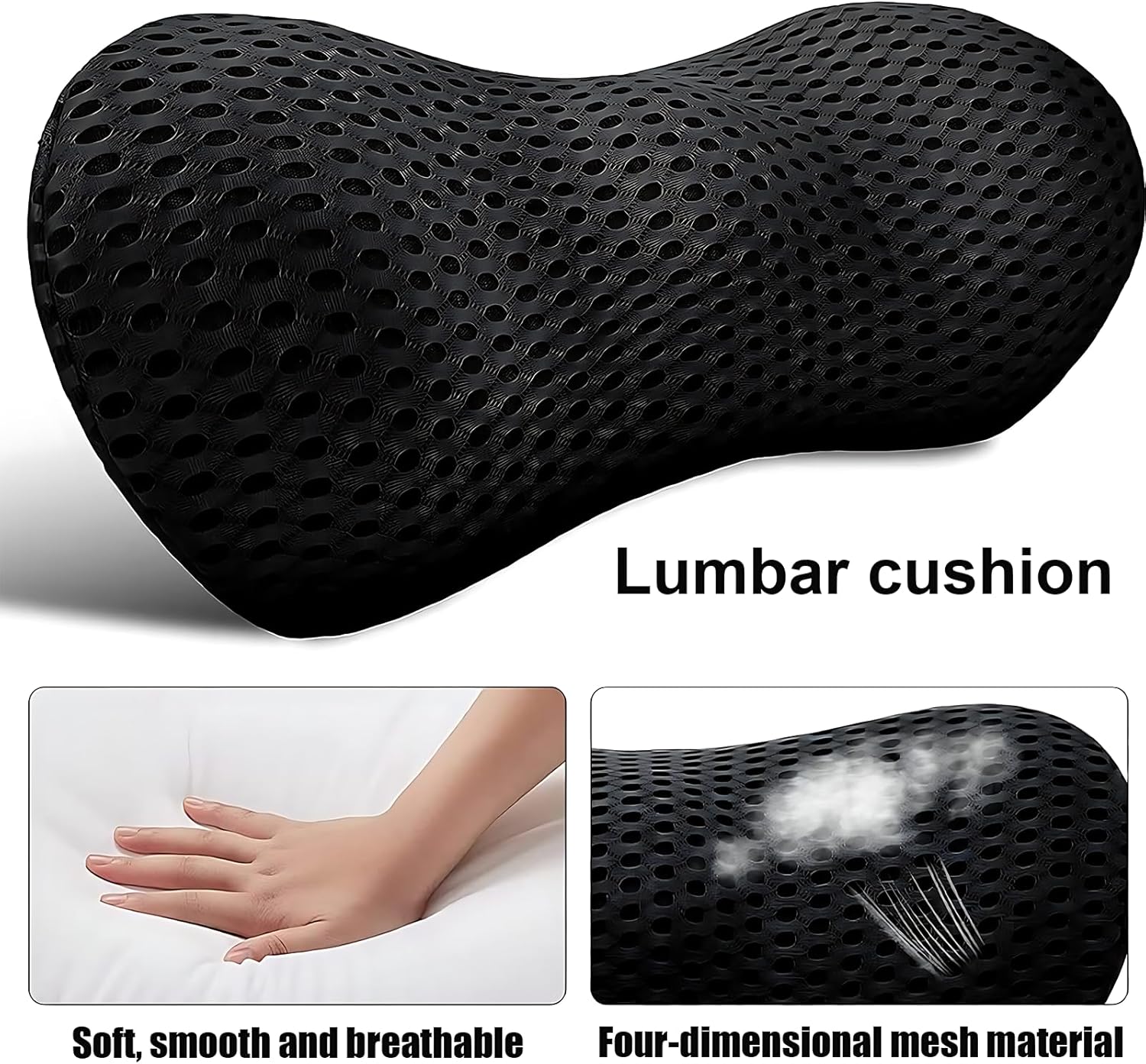 Lendenkissen Memory Foam Lendenstützkissen zum Schlafen 46 x 23 x 11 cm, Rückenschmerzkissen für Bett/Stuhl/Autositz/Bürostuhl, zur Linderung von Schmerzen im unteren Rücken – Bild 3
