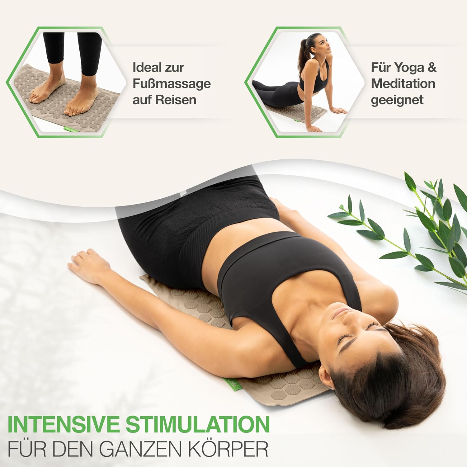 BACKLAXX Akupressurmatten-Set mit Tasche (To-Go), ideal für das Handgepäck auf Reisen, Akupunkturmatte mit Spikes zur Massage, Entspannung von Nacken und Schulter, Massagematte Rücken – Bild 3