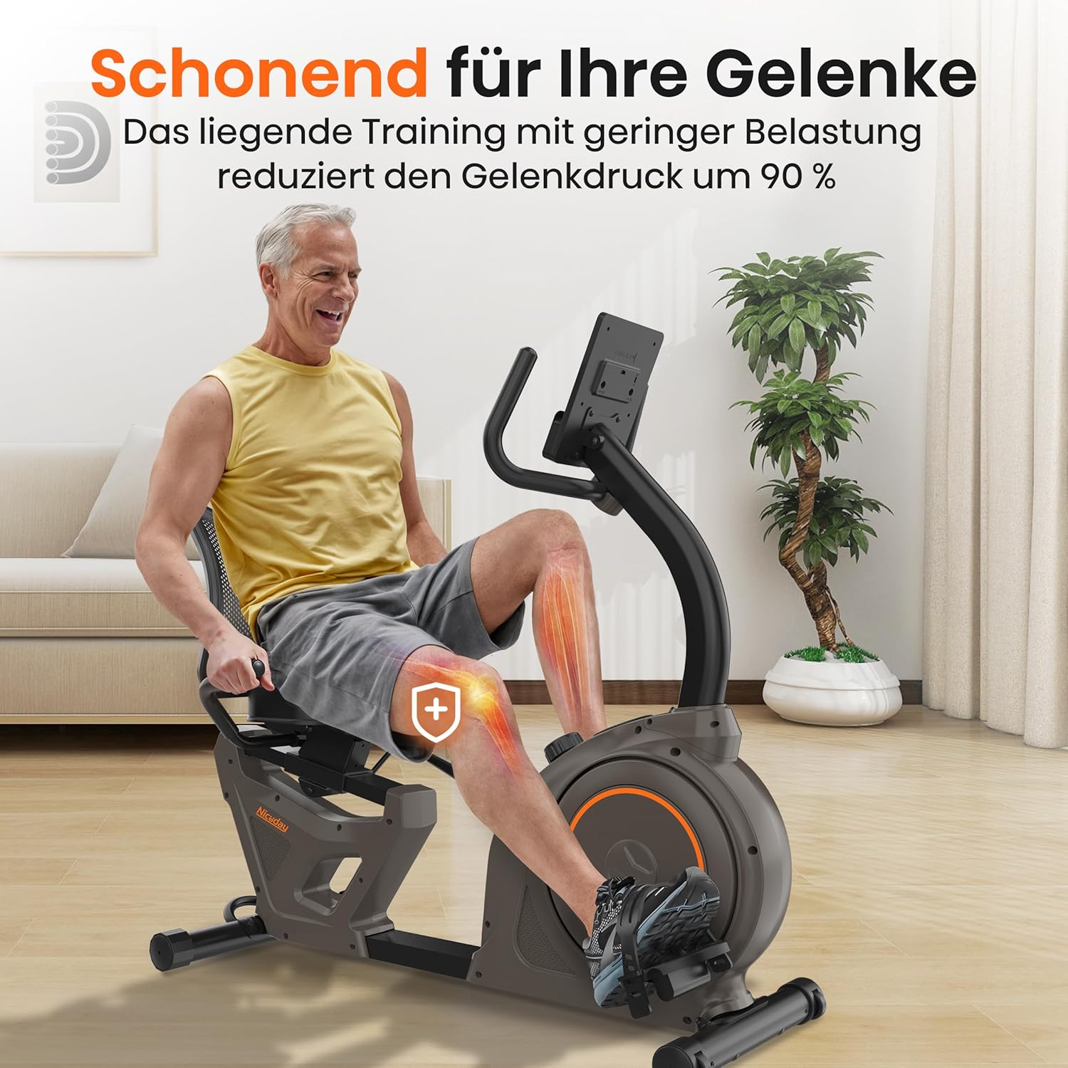 Niceday Liegeergometer für Senioren & Reha, 150kg belastbar & 90% vormontiert. Leiser Heimtrainer, Tiefer Einstieg, 16 Stufen, Ergonomischer Sitz & Rückenlehne – Geschenk für Mama & Papa – Bild 2