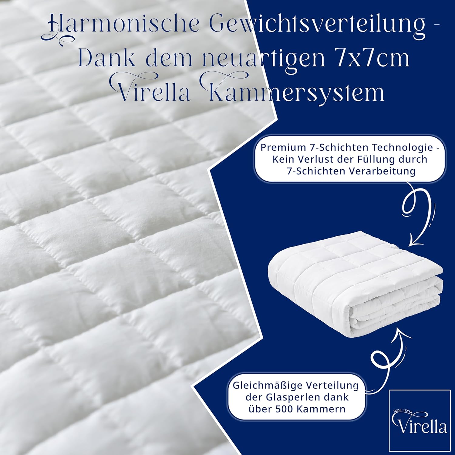 Virella Gewichtsdecke 135 x 200 9 kg – schwere Bettdecke aus 100 % Baumwolle – Anti-Stress-Therapiedecke – schwere Decke für tiefen Schlaf und bessere Erholung – Entspannungsdecke – schwere Gewichtsdecke – Bild 4