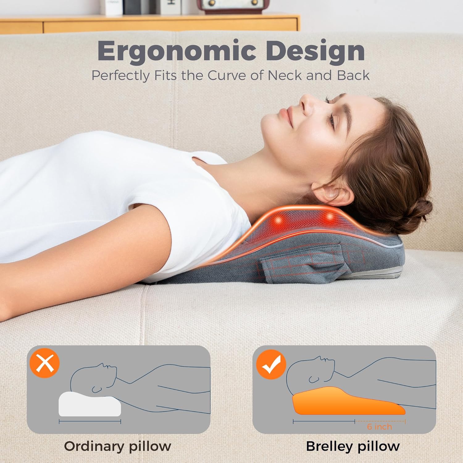 Brelley Massagegerät, Nackenmassagegerät mit Wärme, Shiatsu-Rückenmassagegerät mit 3D-Tiefengewebemassagegerät für Nacken, Rücken, Beine – Geschenke für Frauen, Männer und Eltern – Bild 2
