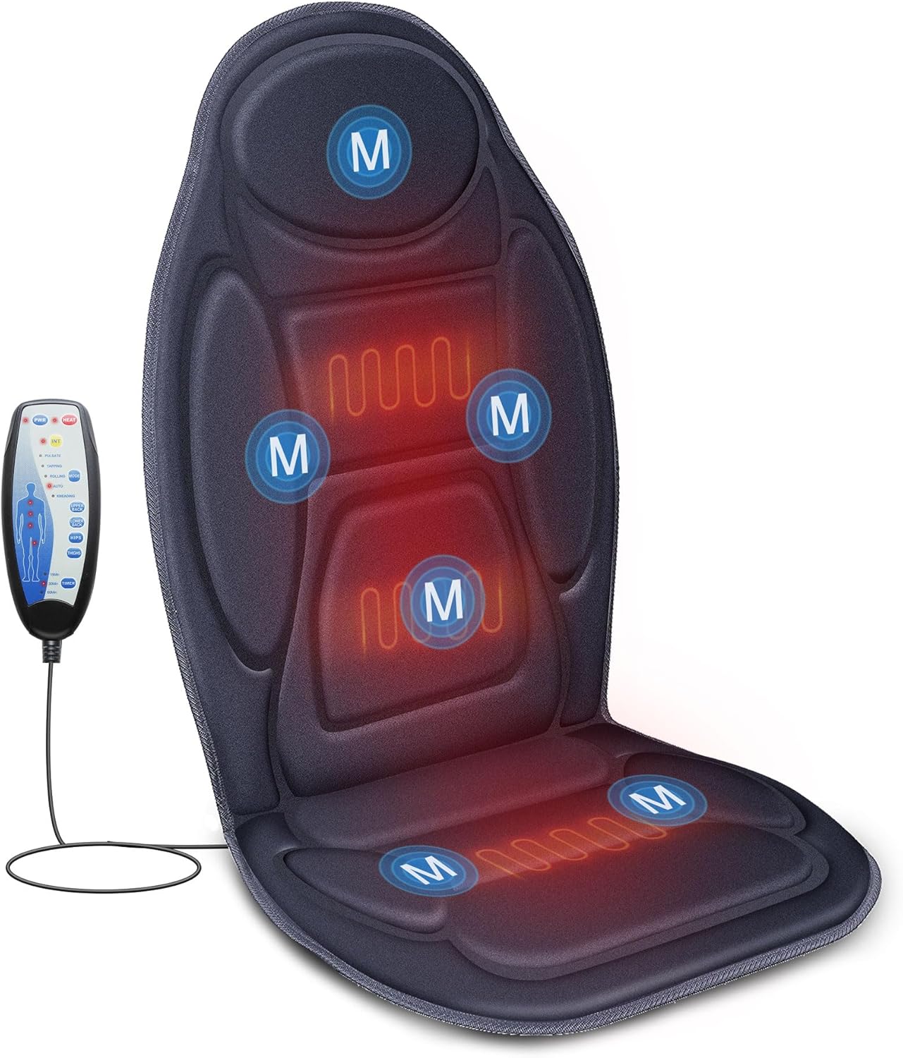 Snailax Massagesitzkissen, Massagekissen mit Wärme und Vibration für Rücken und Nacken, Rückenmassagegerät zur Entspannung zu Hause und im Büro, Geschenke für Männer und Frauen