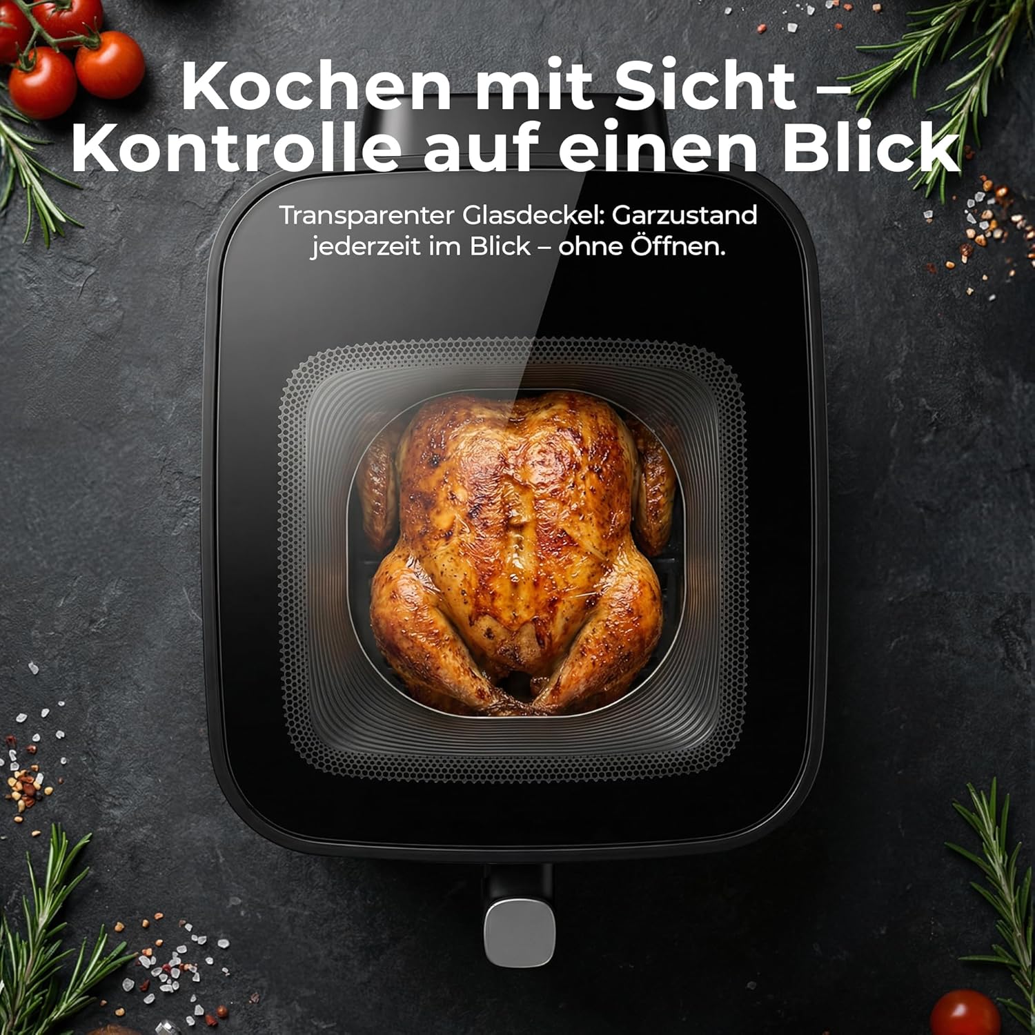 Balter HL-651T Heißluftfritteuse, 6,5 L, XXL-Fritteuse mit Sichtfenster, 12 Programme, All-In-1-Luftfritteuse, inkl. 100 Rezepte – Bild 3