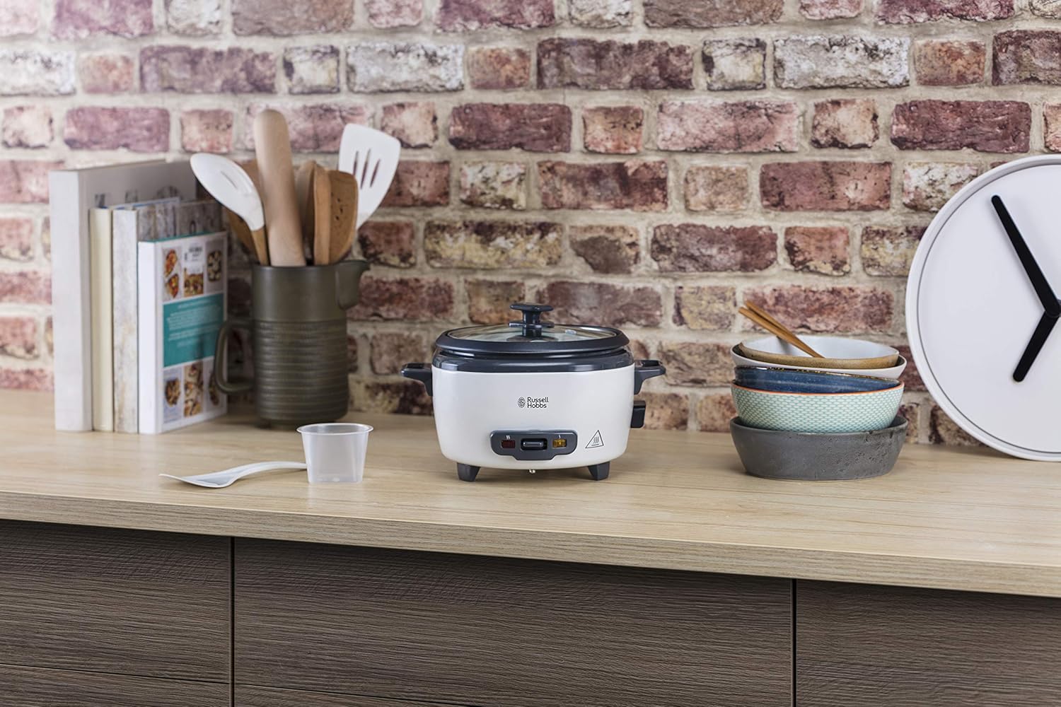 Russell Hobbs Reiskocher klein 0,8l (inkl. Dampfgareinsatz, Warmhaltefunktion, antihaftbeschichteter Kochtopf, Reislöffel & Messbecher) Schongarer für Gemüse & Fisch 27030-56 – Bild 11