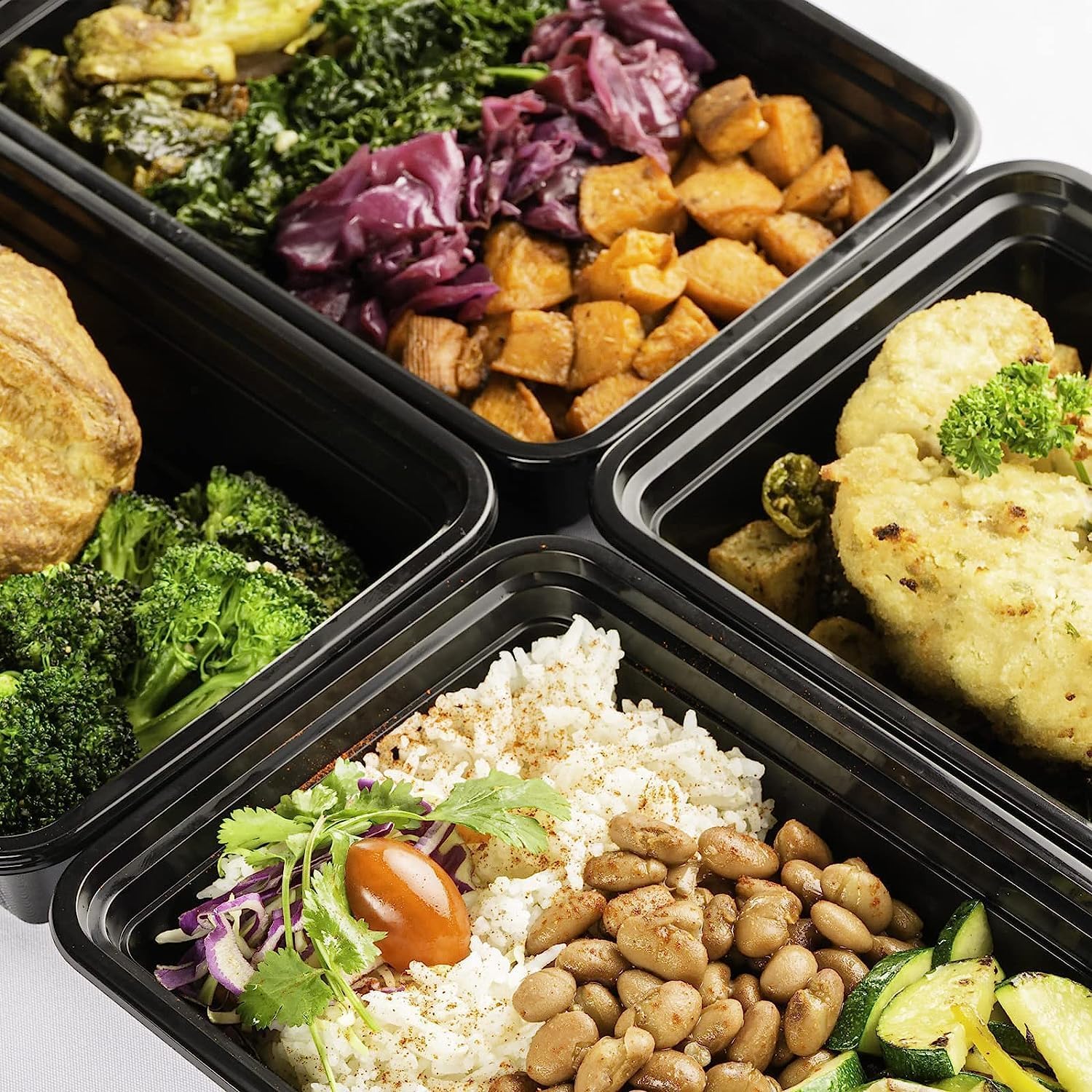 AKOLAFE 25 Stück Meal Prep Boxen 1000 ml 35 oz Meal Prep Boxen 2 Fächer Wiederverwendbarer Meal Prep Behälter mit Deckel Luftdichte Lebensmittelbox Kunststoff BPA-frei Lunchbox Rechteckiger Behälter für Lebensmittel, Obst – Bild 6