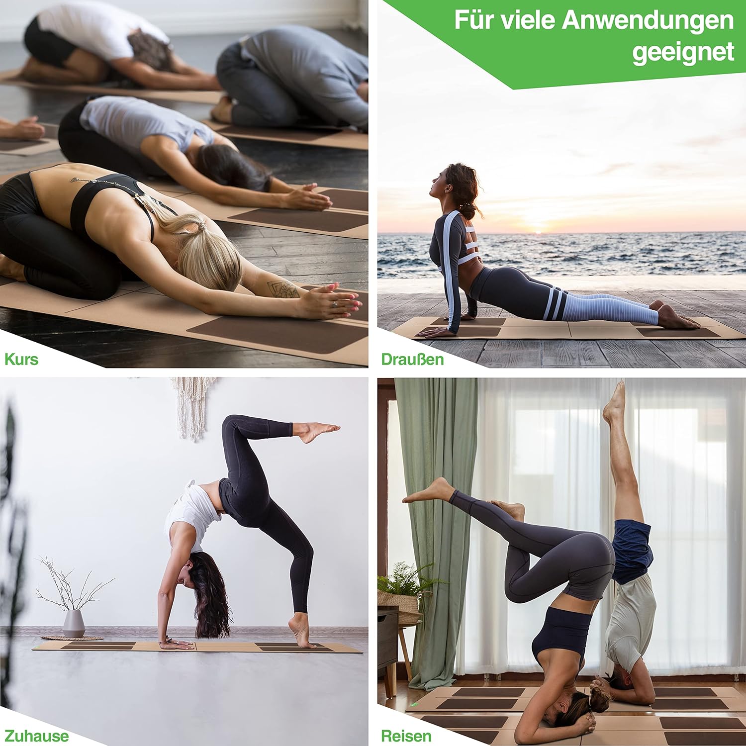 BACKLAXX ® Yogamatte Kork mit Naturkautschuk – FAZ-Testsieger 08/2024 – Yogamatte nachhaltig, schadstofffrei, Yogamatte rutschfest, Fitnessmatte mit Anti-Rutsch-Zonen inklusive Tragegurt, Gymnastikmatte – Bild 5