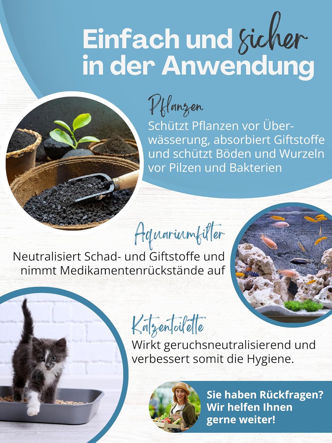 AGUALEVE Premium Aktivkohlegranulat 200 g aus Kokosnussschalen – Die Nr. 1 – Pflanzen, Katzenstreu, Aquarium, etc. – 100 % natürlich, frei von chemischen Zusätzen und Bitumen – Korngröße: 0,5 – 2,5 mm – Bild 7